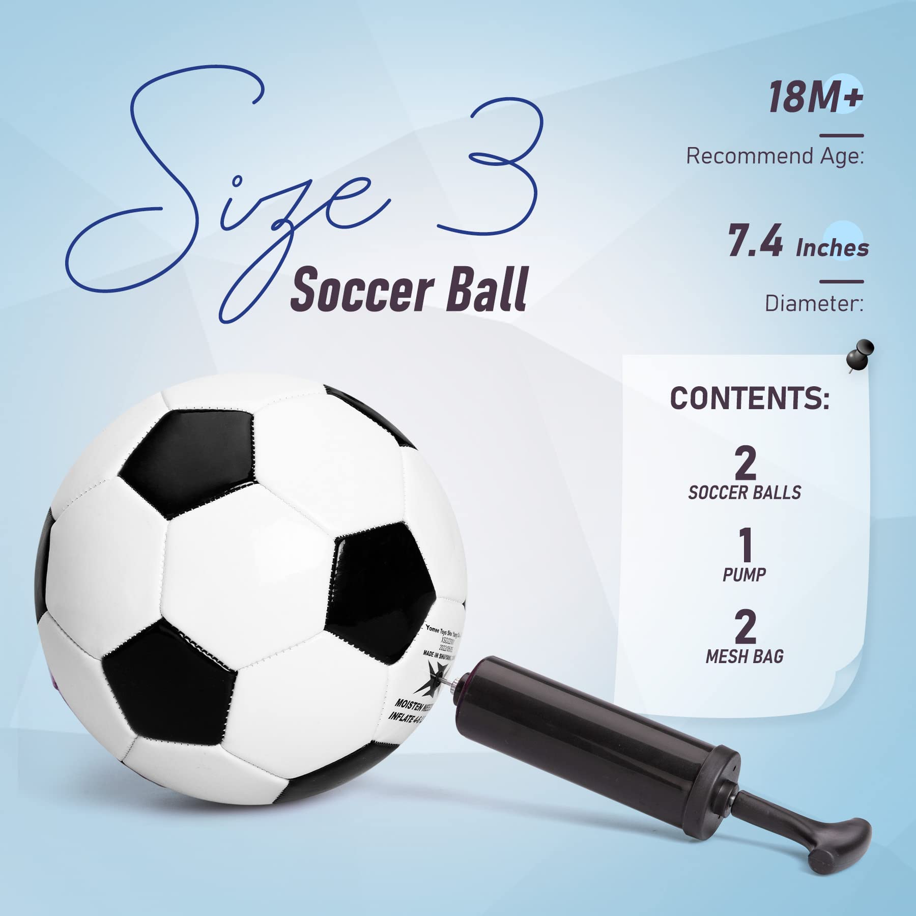 Size 3 Soccer Ball for Kids - Classic & Pink Youth Soccer Ball with Air Pump for Boys & Girls Ages 2-8, Indoor Outdoor Training & Play, Perfect for Backyard Games, Birthday Gifts & Team Sports Practice