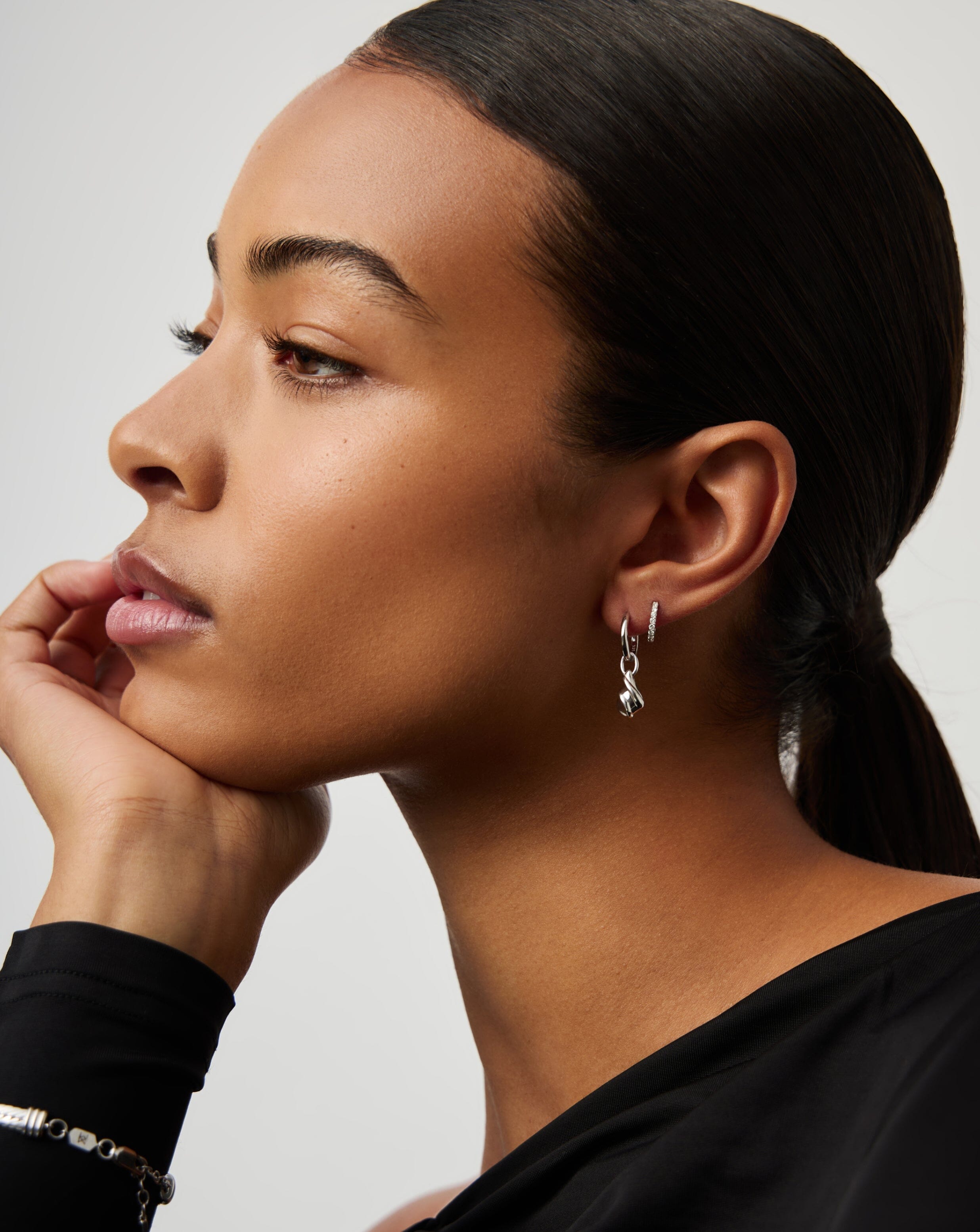 Savi Ridge Droplet Charm Earrings - Sterling Silver Dangle Earrings for Women | Elegant Everyday Jewelry & Special Occasion Gift