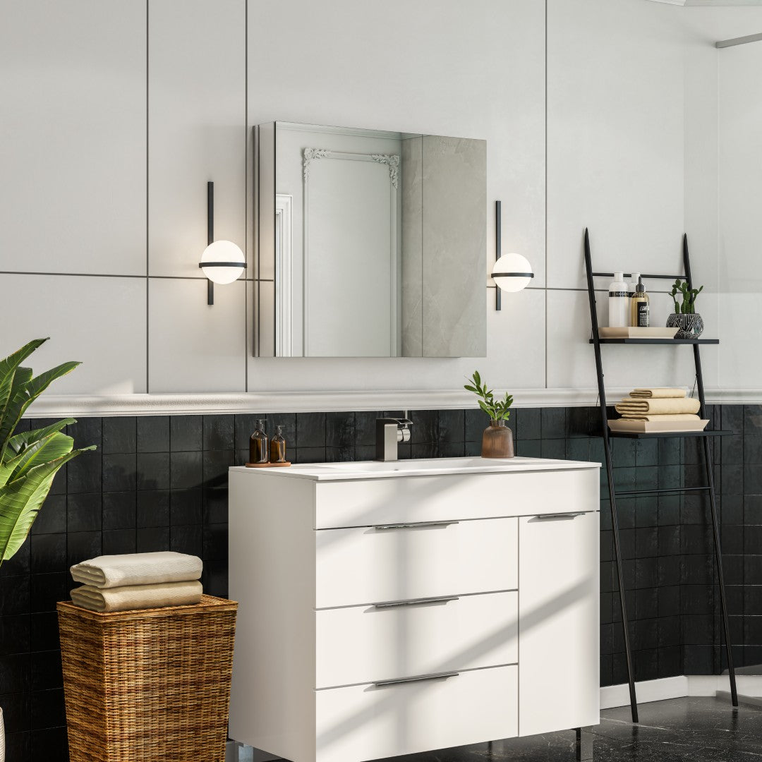 Eviva 30-Inch Frameless Mirror Medicine Cabinet - Bathroom Wall Mounted Storage for Toiletries & Essentials - Perfect for Small Bathrooms, Powder Rooms & Vanities