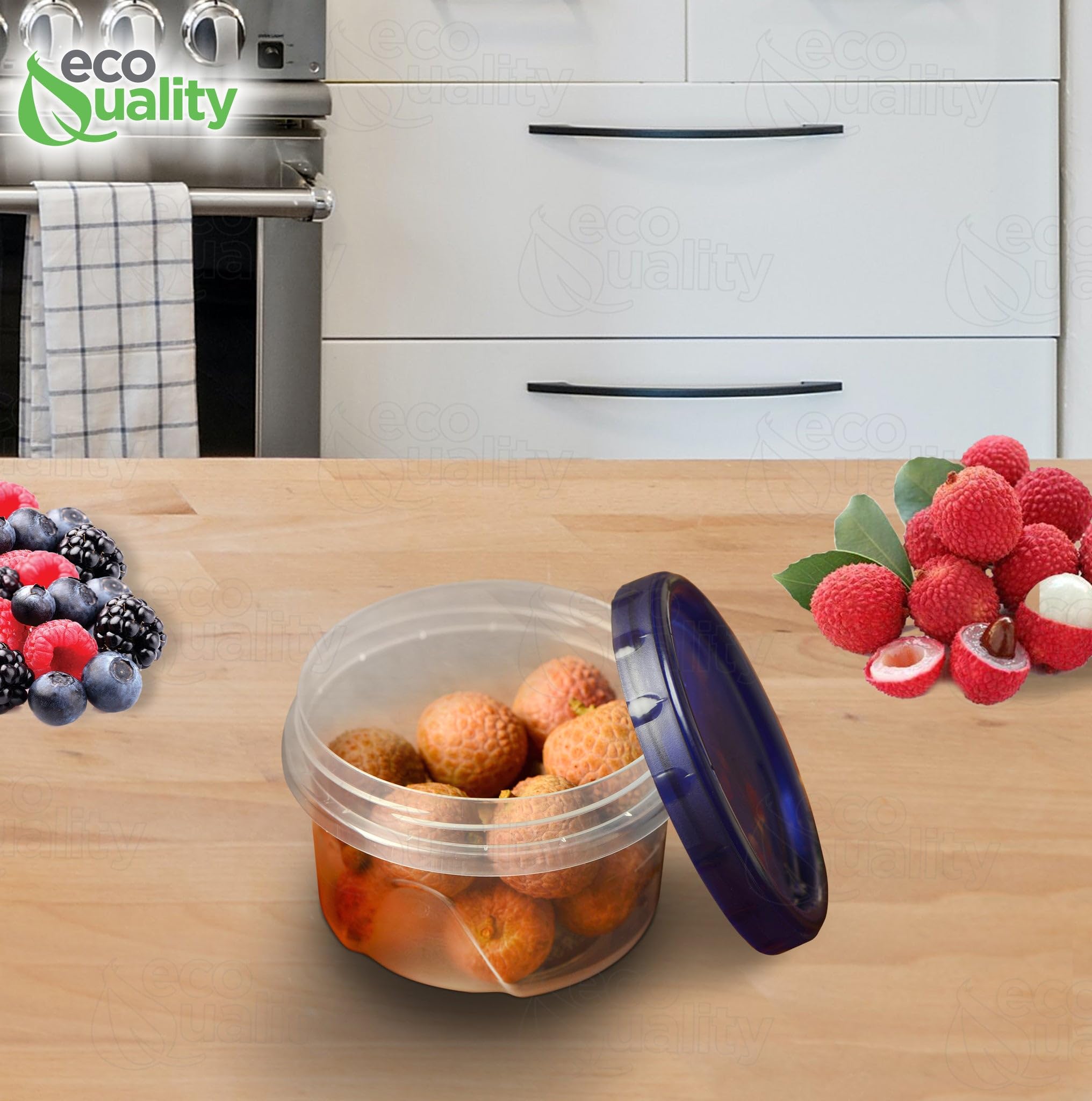 100-Pack 16 oz Airtight Reusable Plastic Food Storage Containers with Twist & Seal Lids - Leakproof BPA-Free Meal Prep & Lunch Containers for Home, Office, Picnics & Travel - Stackable Deli Containers for Snacks, Leftovers & Togo Meals
