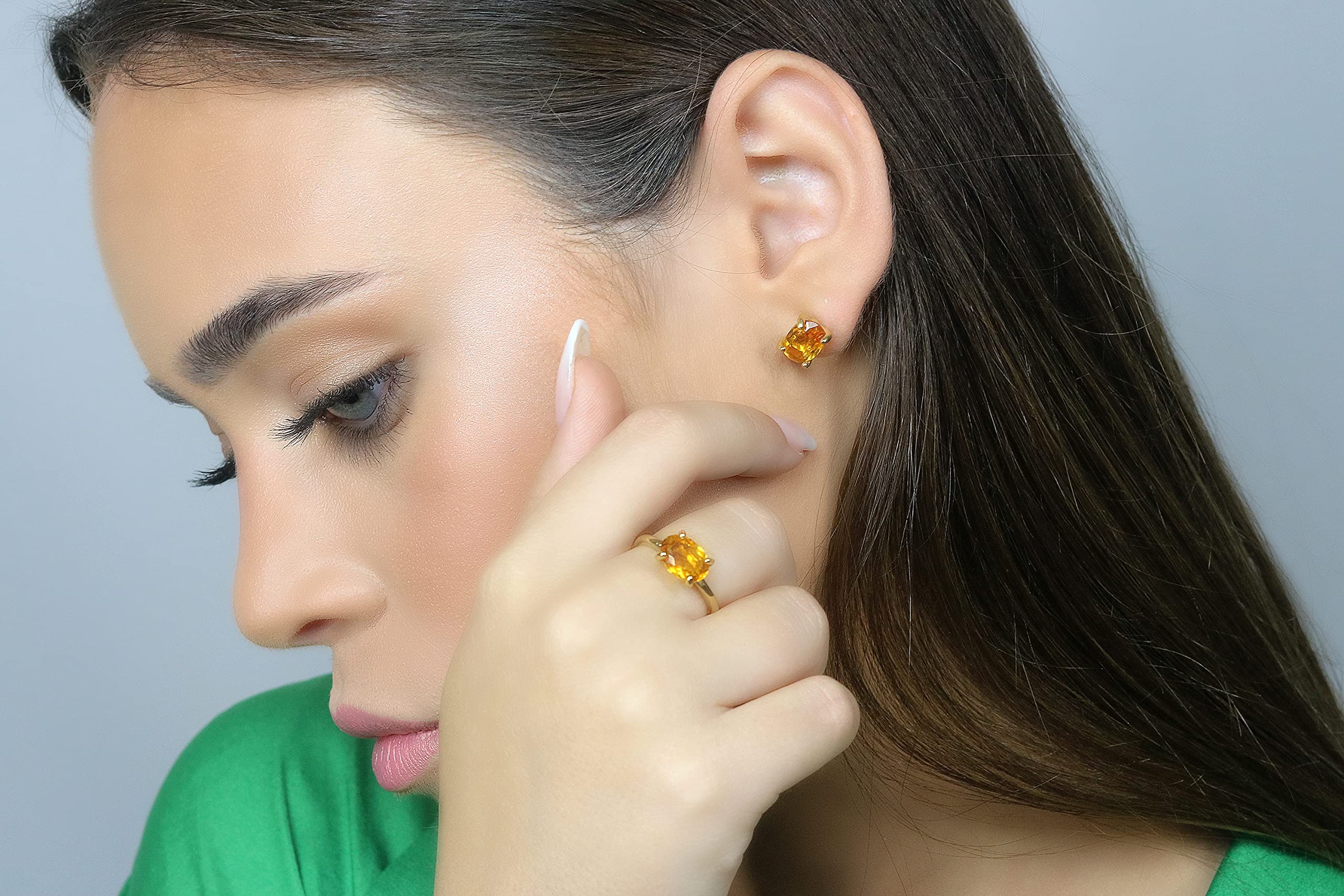 Handmade Citrine Oval Stud Earrings for Women - Dainty Birthstone Jewelry with Gift Box | Perfect for Gifts, Everyday Wear & Special Occasions