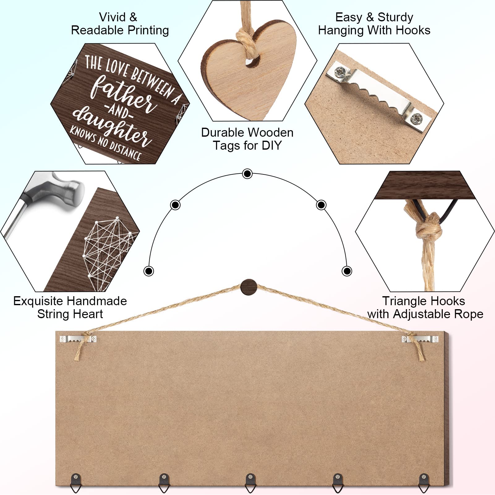 Personalized Dad Picture Frame - Unique Father's Day Gifts from Daughter, Wife & Kids | Birthday Present for Dad Who Has Everything | Stepdad Gift Ideas | Hanging Photo & Christmas Card Holder | Perfect for Home Office, Living Room Decor & Special Occasions