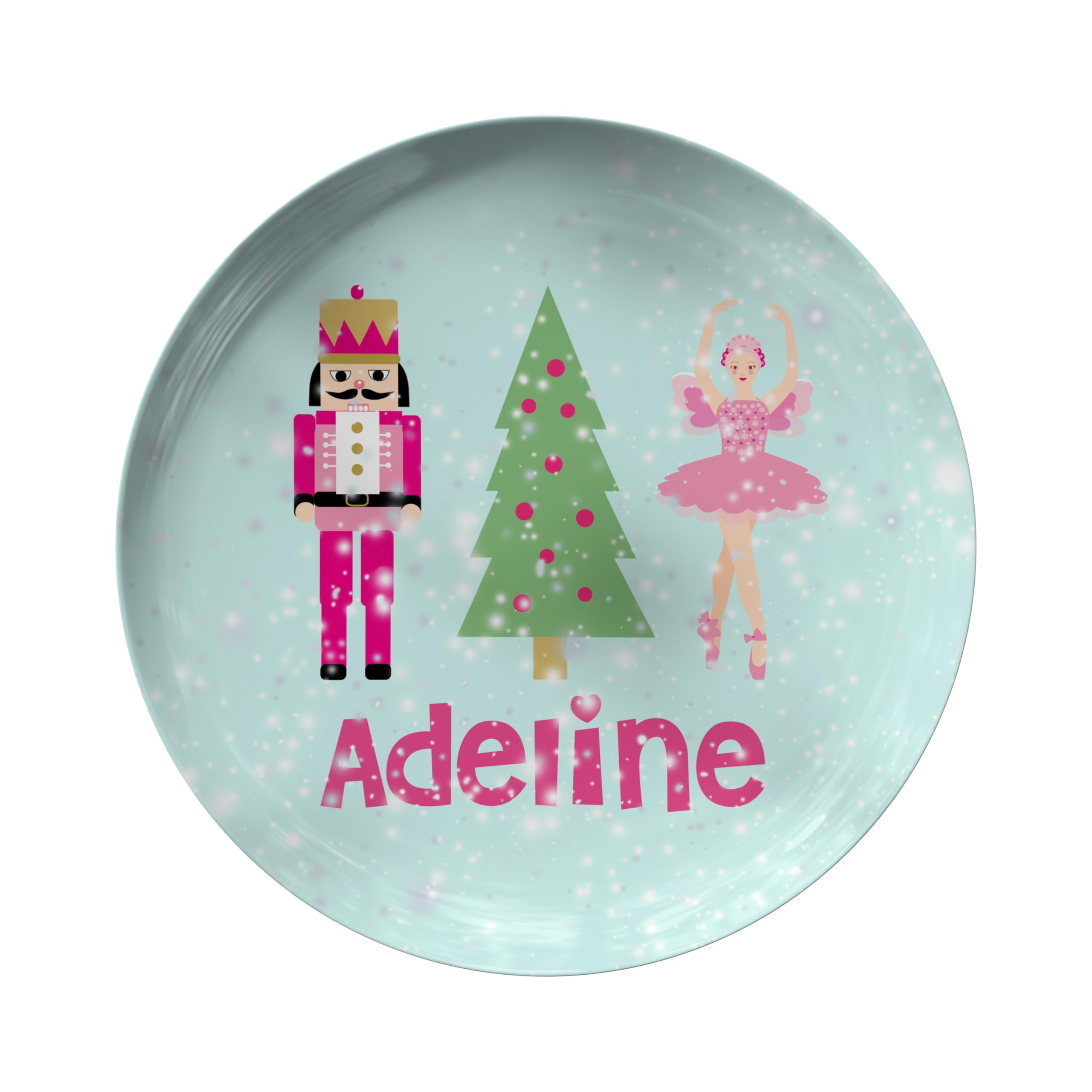 Personalized Christmas Plate with Pink Nutcracker Design - Custom Holiday Dinnerware for Festive Gatherings & Christmas Decor