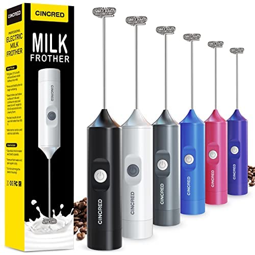 CINCRED Rechargeable Milk Frother - Handheld Electric Whisk for Coffee, Latte, Cappuccino, Matcha & Frappe | Includes Stand | Perfect for Home, Office & Coffee Shops