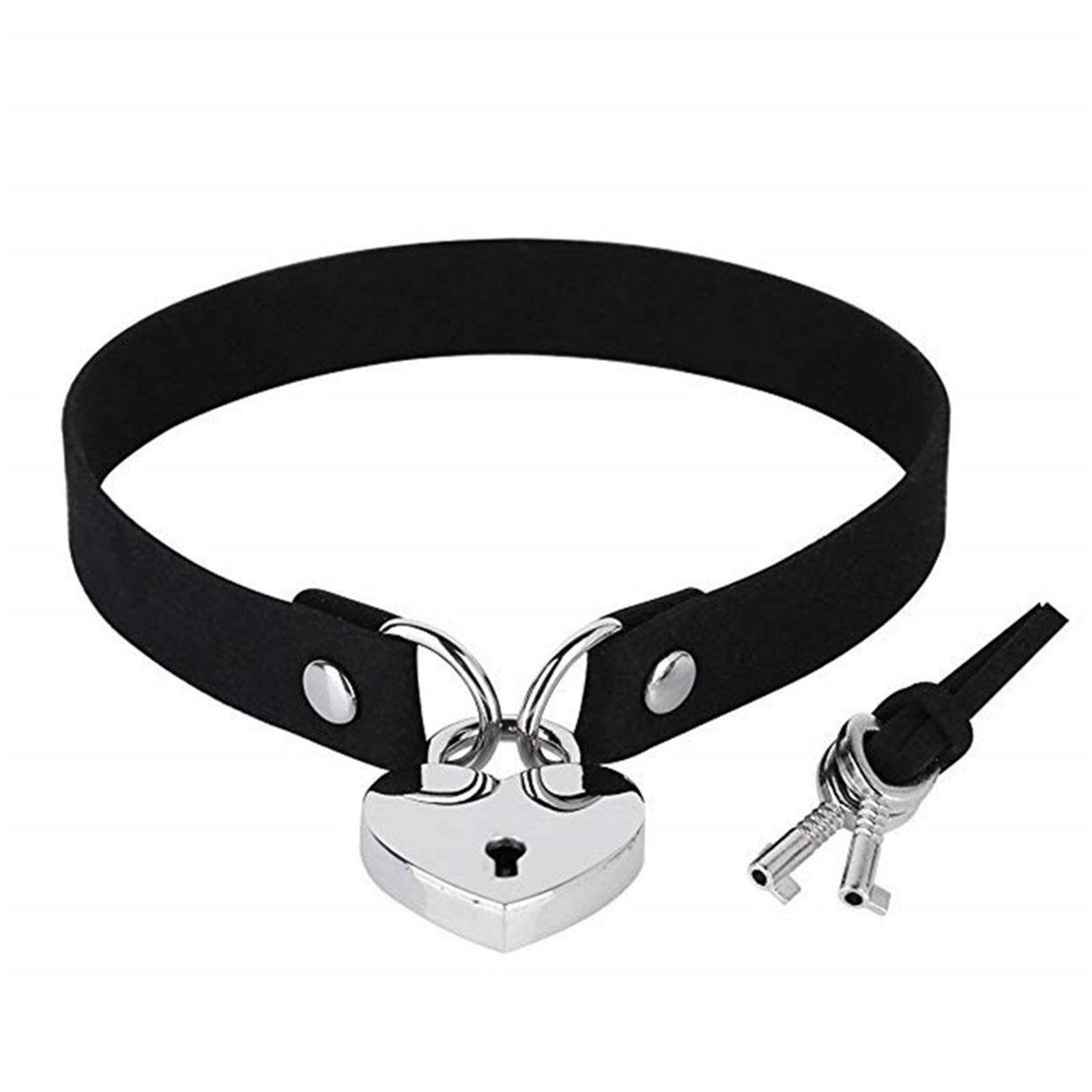 Stylish Gothic Padlock Choker Necklace with Heart Charms - Punk Lolita Leather Collar with Openable Lock & Key - Perfect for Valentines, Couple Gifts & Gothic Jewelry Lovers - Great for Parties, Cosplay & Alternative Fashion