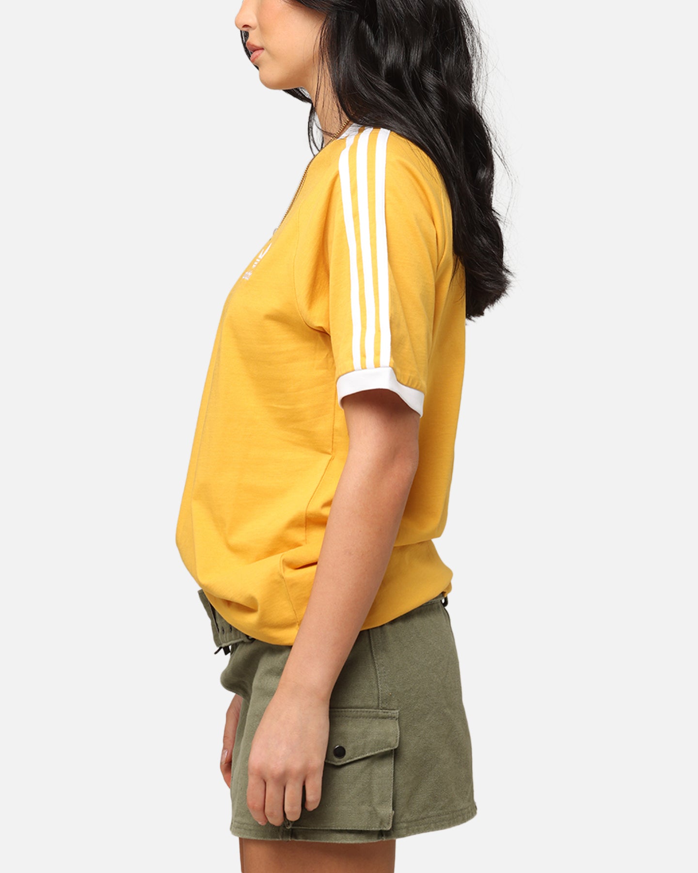 Adidas Originals 3-Stripes Classic T-Shirt for Men - Yellow Cotton Crewneck Tee - Casual Streetwear & Gym Workout Shirt