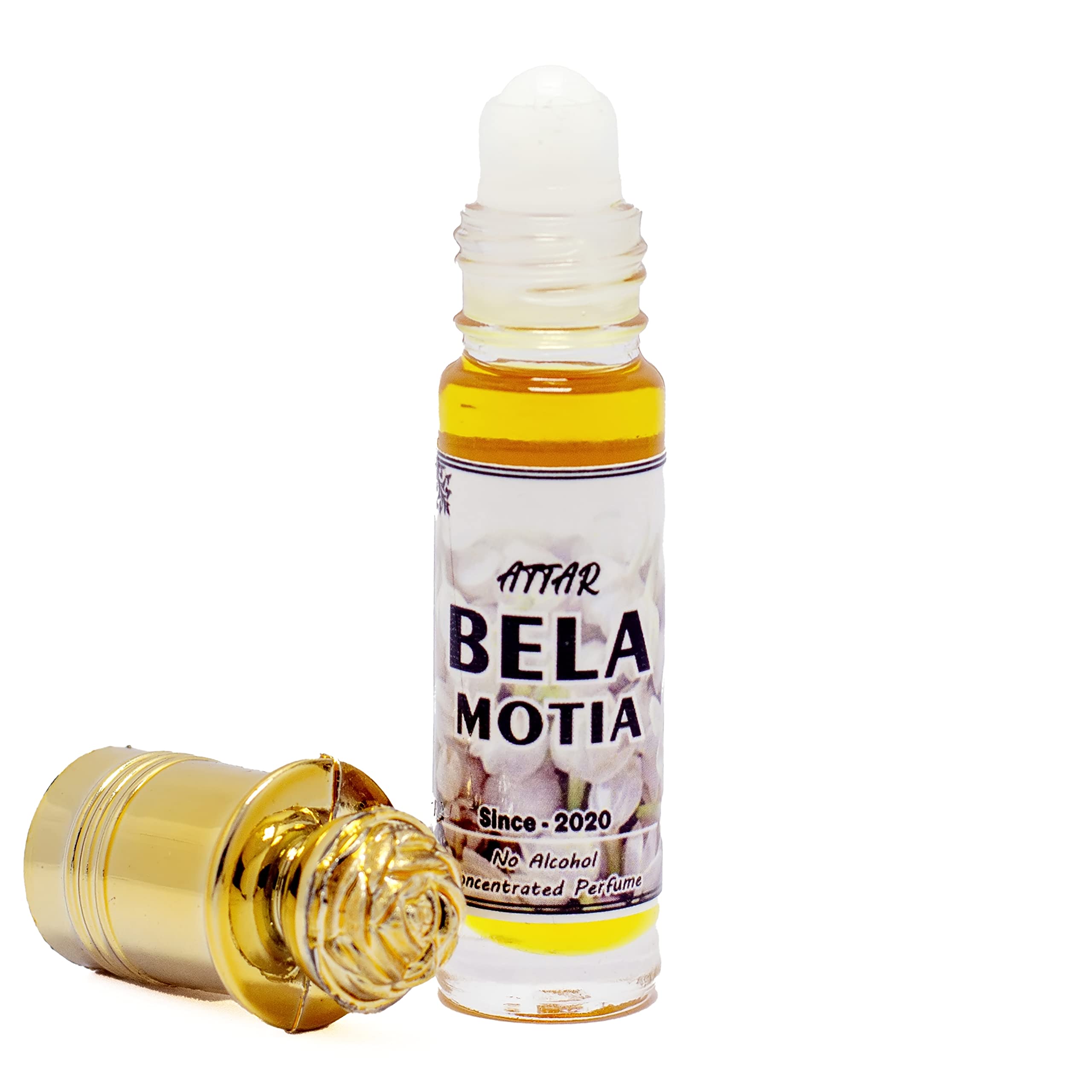 Pure Natural Attar Bela Motia Mogra Perfume Oil - 100% Alcohol-Free, Long-Lasting 24-Hour Fragrance | Original Rooh Mogra Scent for Aromatherapy, Meditation & Daily Wear