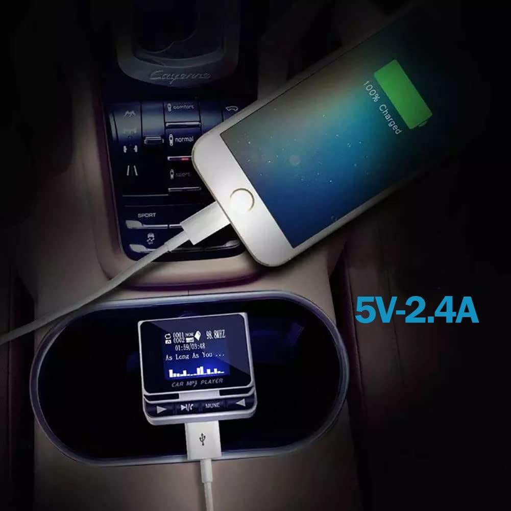 Bluetooth FM Transmitter for Car - Wireless MP3 Player with USB Charger & Hands-Free Calling for Road Trips