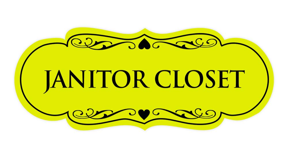 ByLITA Designer Janitors Closet Sign (Yellow/Black) - Small Safety Sign for Office, School & Warehouse - Durable Plastic Warning Sign