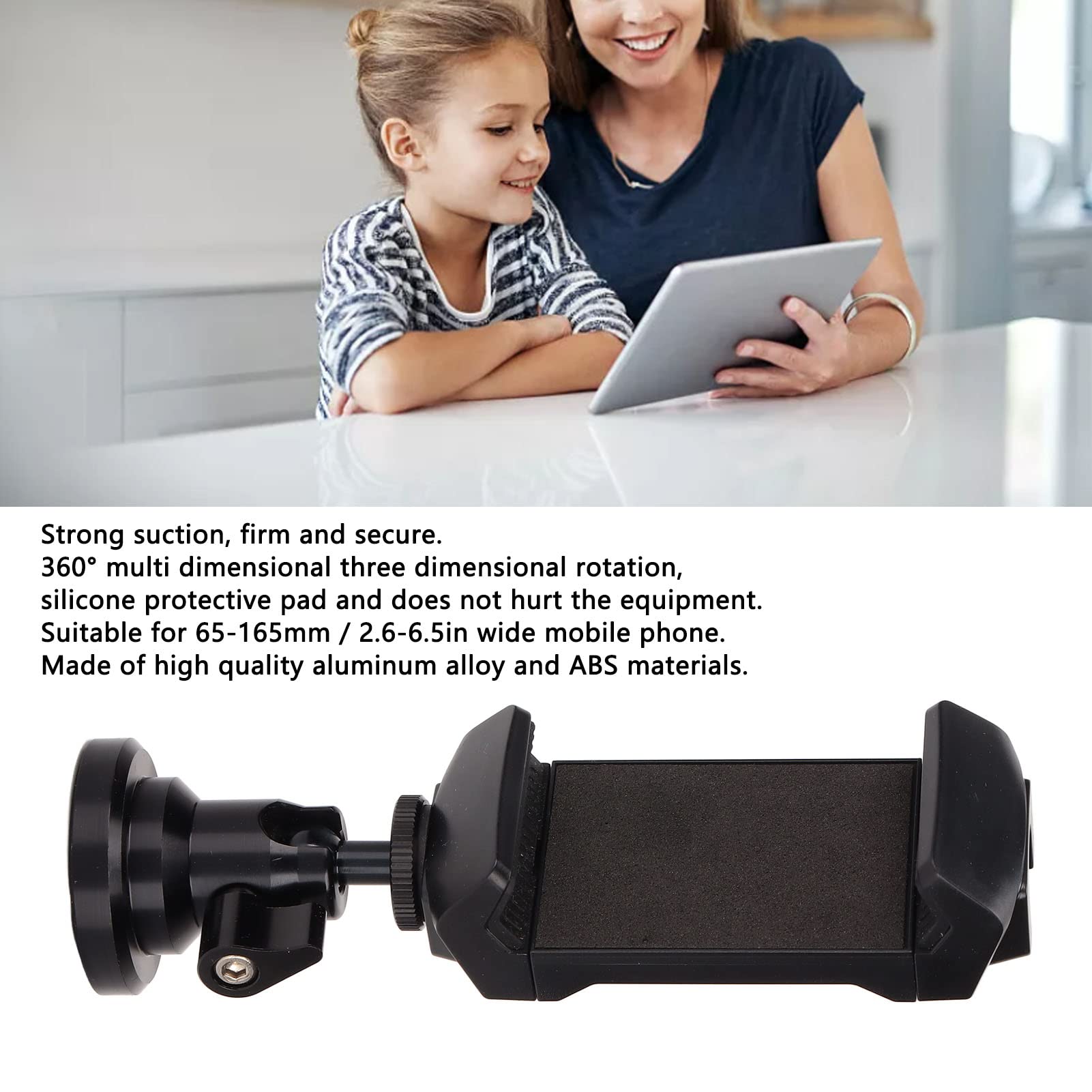 Aluminum Magnetic Phone Stand for Desk - 360° Rotating & Height Adjustable Phone Holder for iPhone 15/14/13, Samsung Galaxy, iPad (2.6-6.5 Inch) | Perfect for Home Office, Gaming & Video Calls