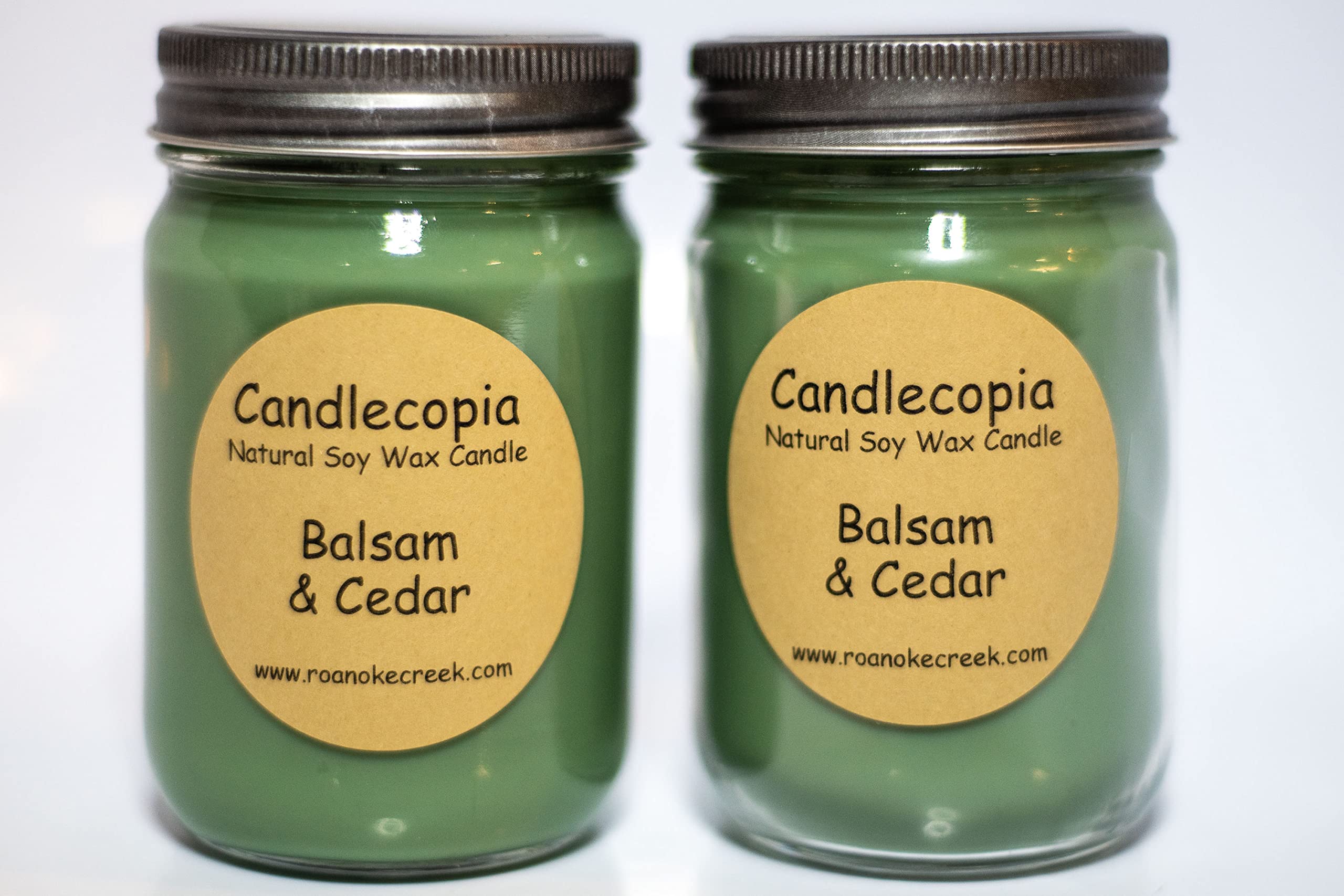 Premium Balsam & Cedar Scented Soy Candles - Hand Poured in 12oz Canning Jars with Pewter Lids (2-Pack) - Perfect for Home Decor, Relaxation & Holiday Gifting
