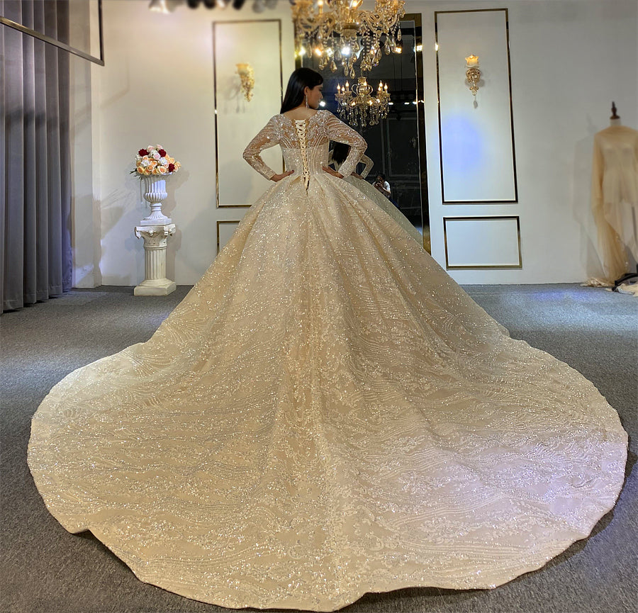 Amanda Novias Lace Wedding Dress NS3944 - 100% High Quality, Handmade with Premium Lace | Perfect for Bridal Ceremonies, Vow Renewals & Formal Events