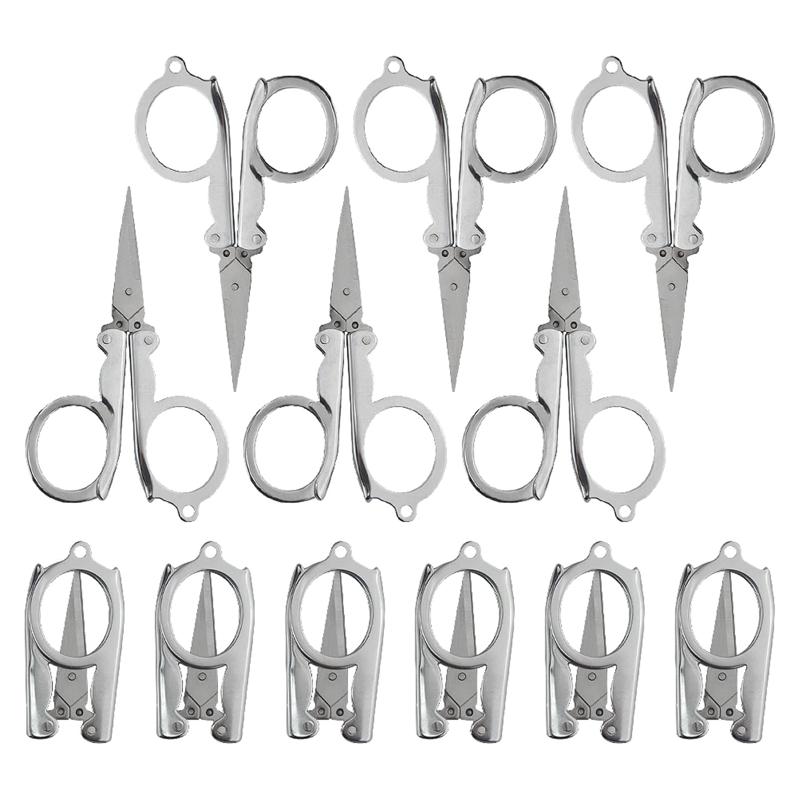 12Pcs Small Folding Scissors - Portable Stainless Steel Travel Scissors Set for Home, Office & Outdoor Use | Mini Cutter for Crafts, First Aid Kits & Travel Essentials