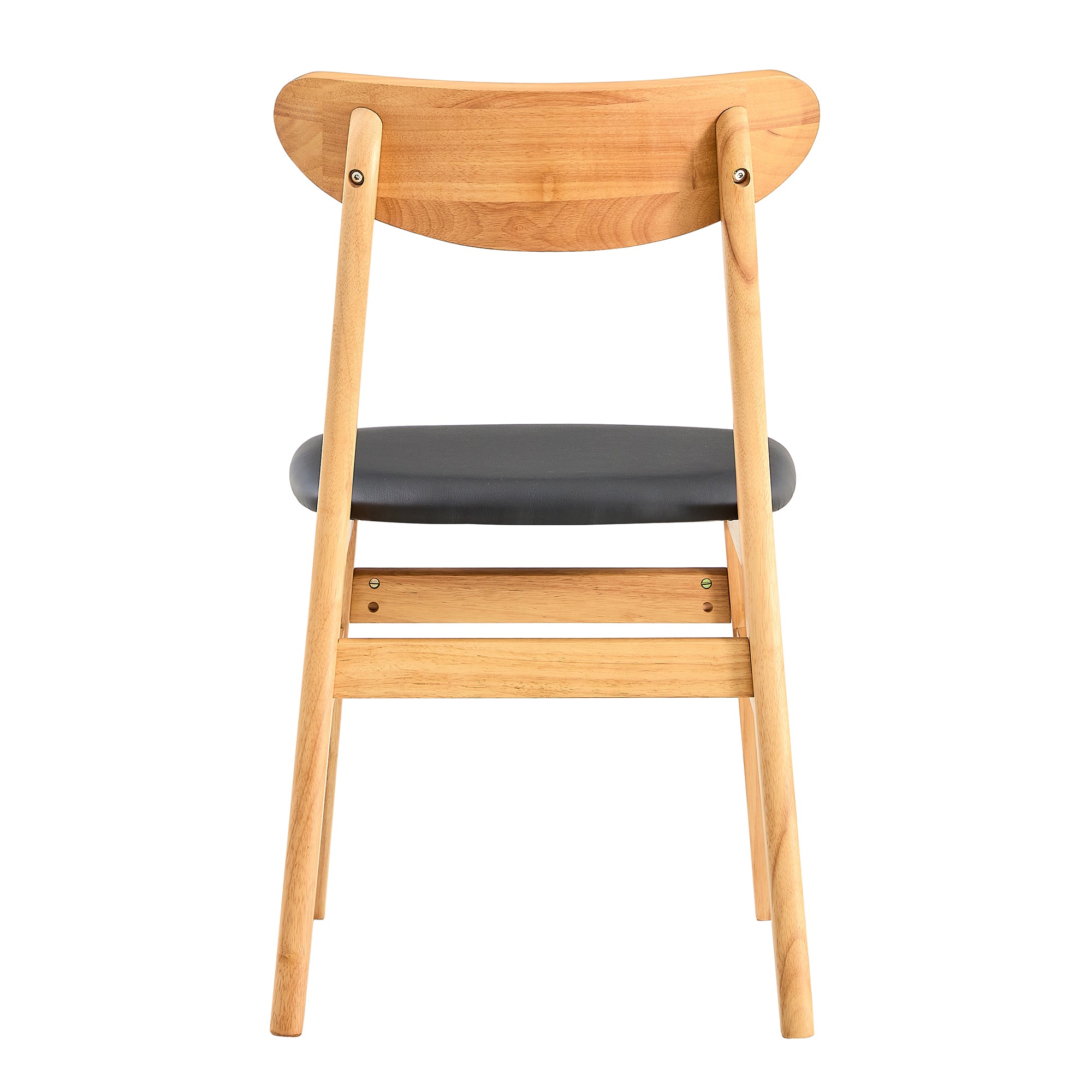 8-Piece Cozy Natural Rubberwood Dining Chair Set - Solid Wood & Rattan Style with Curved Back & PU Cushion - Perfect for Dining Room, Kitchen, Cafe & Home Decor