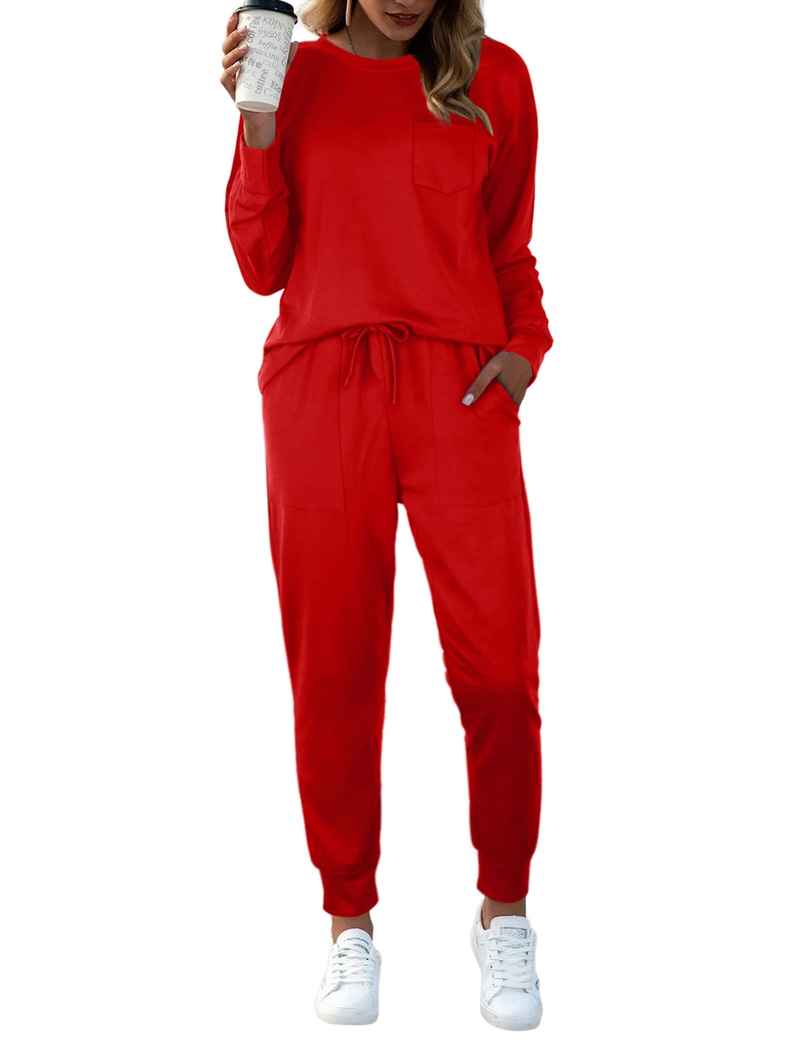 Bofell Women's 2-Piece Lounge Set - Soft Travel Outfits & Trendy Sweatsuits 2024 | Cozy Pajama Set for Home, Vacation & Casual Wear