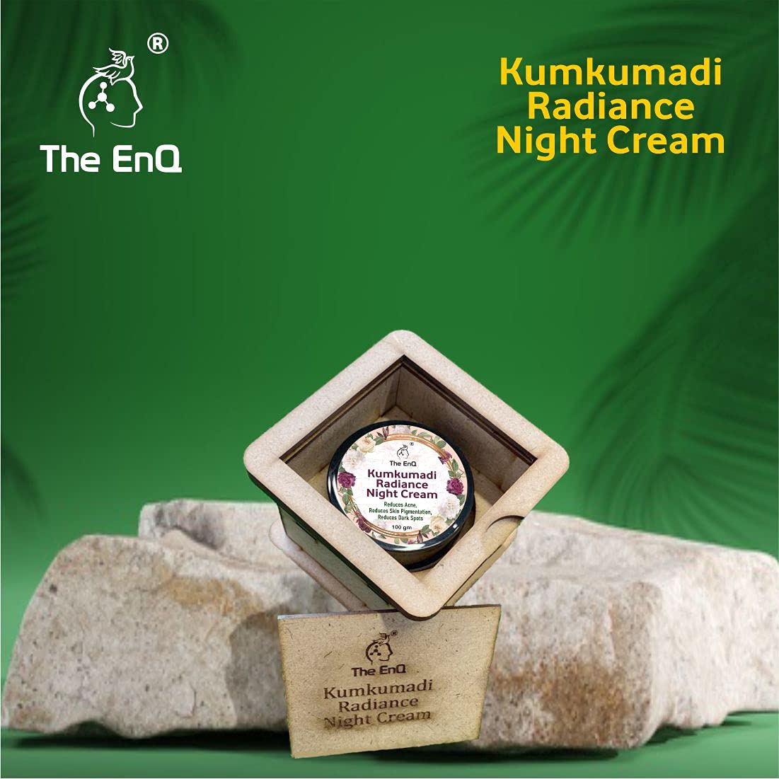 EnQ Kumkumadi Radiance Night Cream 100g - Anti-Acne, Brightening & Dark Spot Treatment for All Skin Types - Perfect for Nighttime Skincare Routine & Glowing Complexion