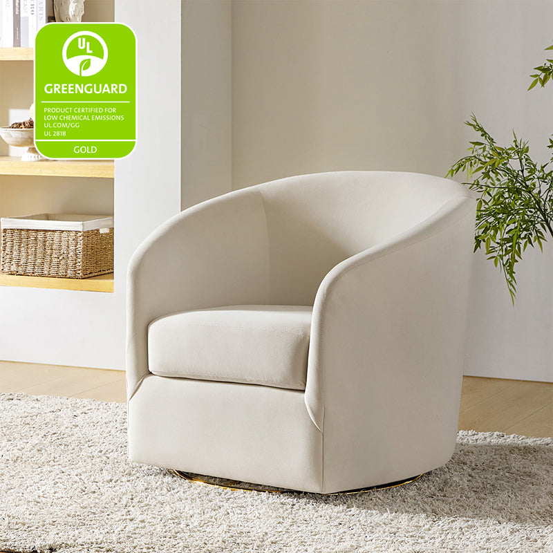 Emanuela Velvet Swivel Barrel Armchair - Modern Accent Chair for Living Room, Bedroom & Office - 360° Rotating Comfortable Lounge Chair with Soft Upholstery - Perfect for Reading, Relaxing & Home Decor