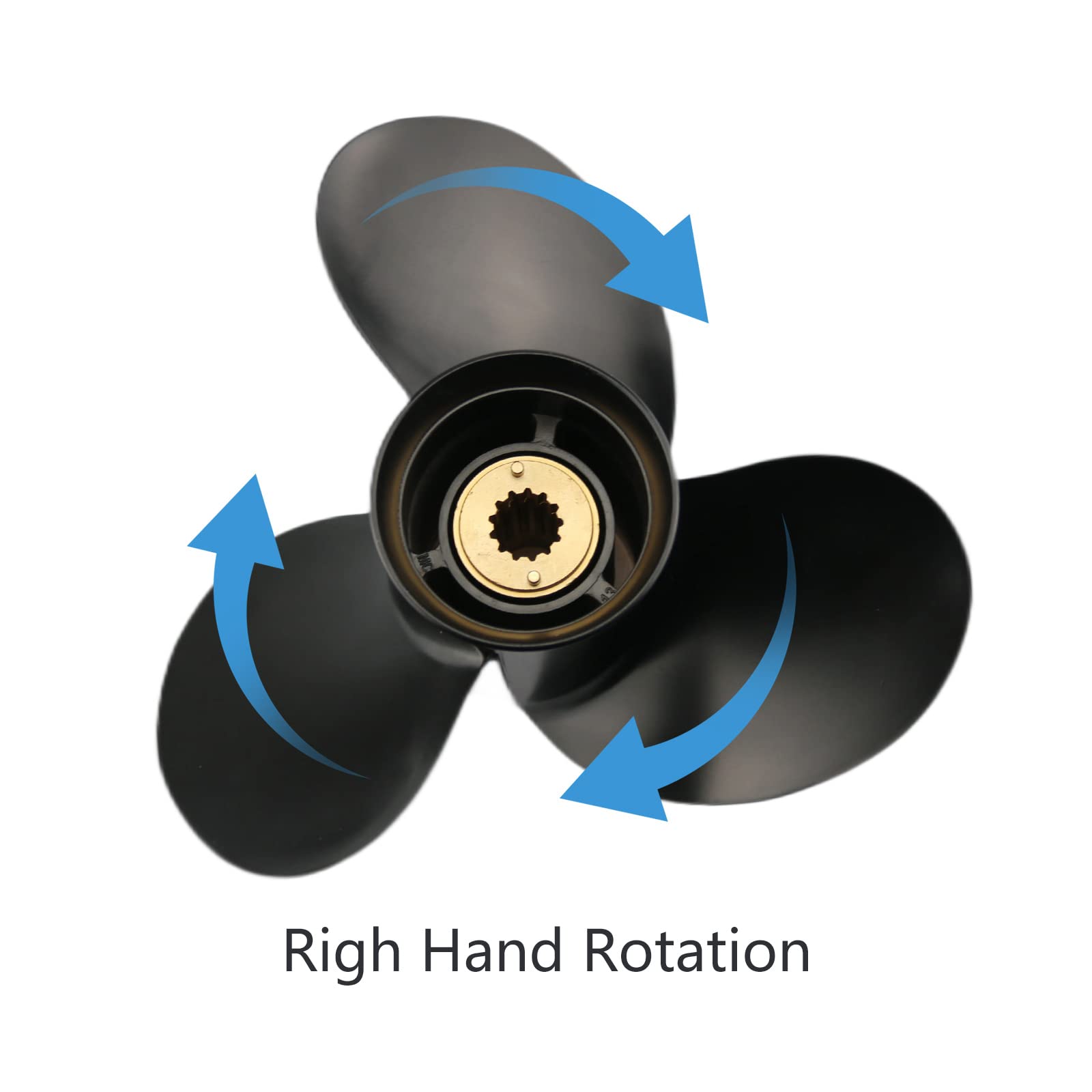Jetman Aluminum Boat Propeller 3-Blade 13 Spline RH - Compatible with Mercury Outboard Engines 25HP-70HP (25HP/35HP/45HP/50HP/55HP/60HP/70HP) - Perfect for Fishing, Boating & Water Sports
