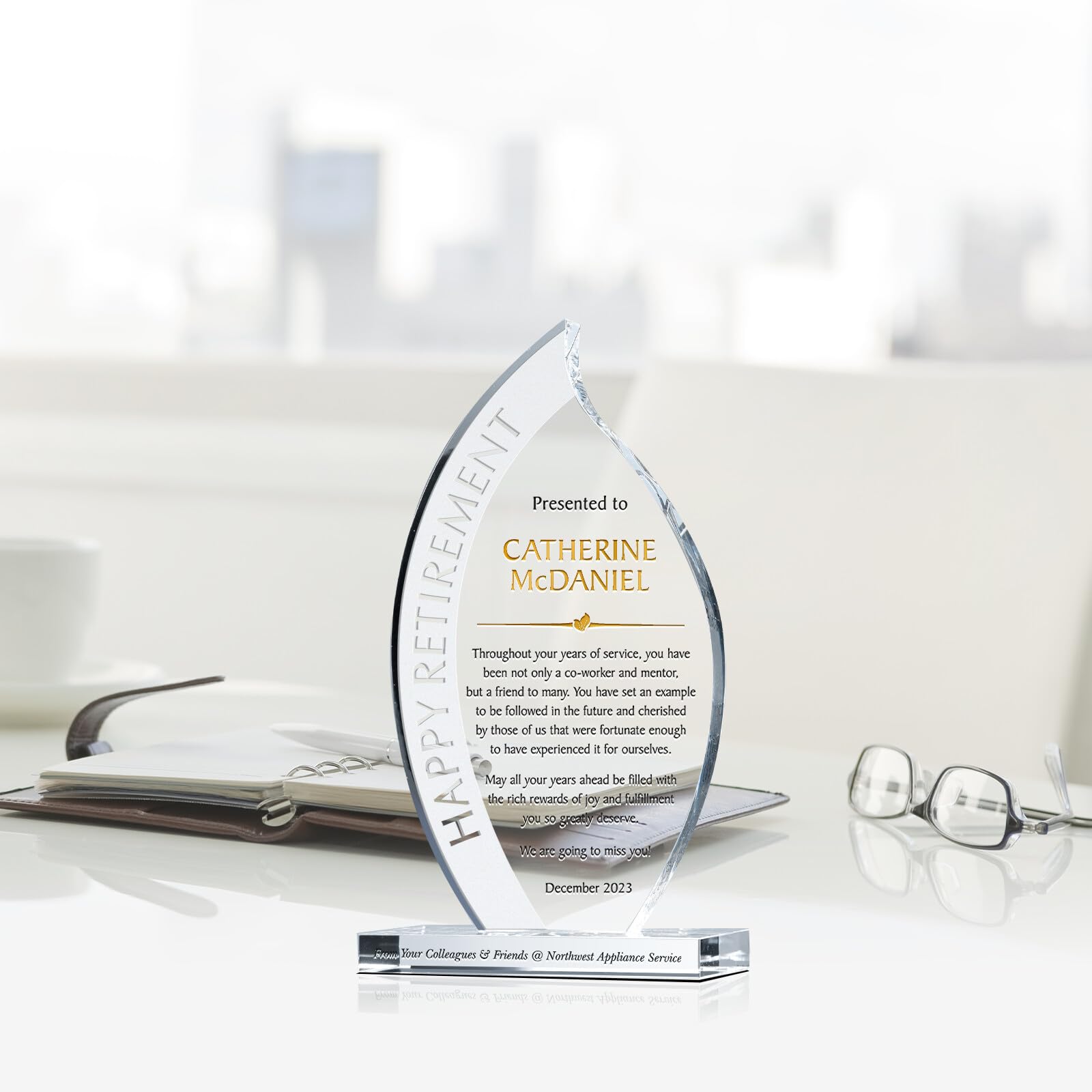 Personalized Retirement Plaque for Men & Women - Custom Engraved Retirement Gift for Coworkers, Friends, Boss, Mentor or Manager - 9 Inch Crystal Keepsake - Perfect for Office Farewell, Retirement Party & Appreciation Ceremony