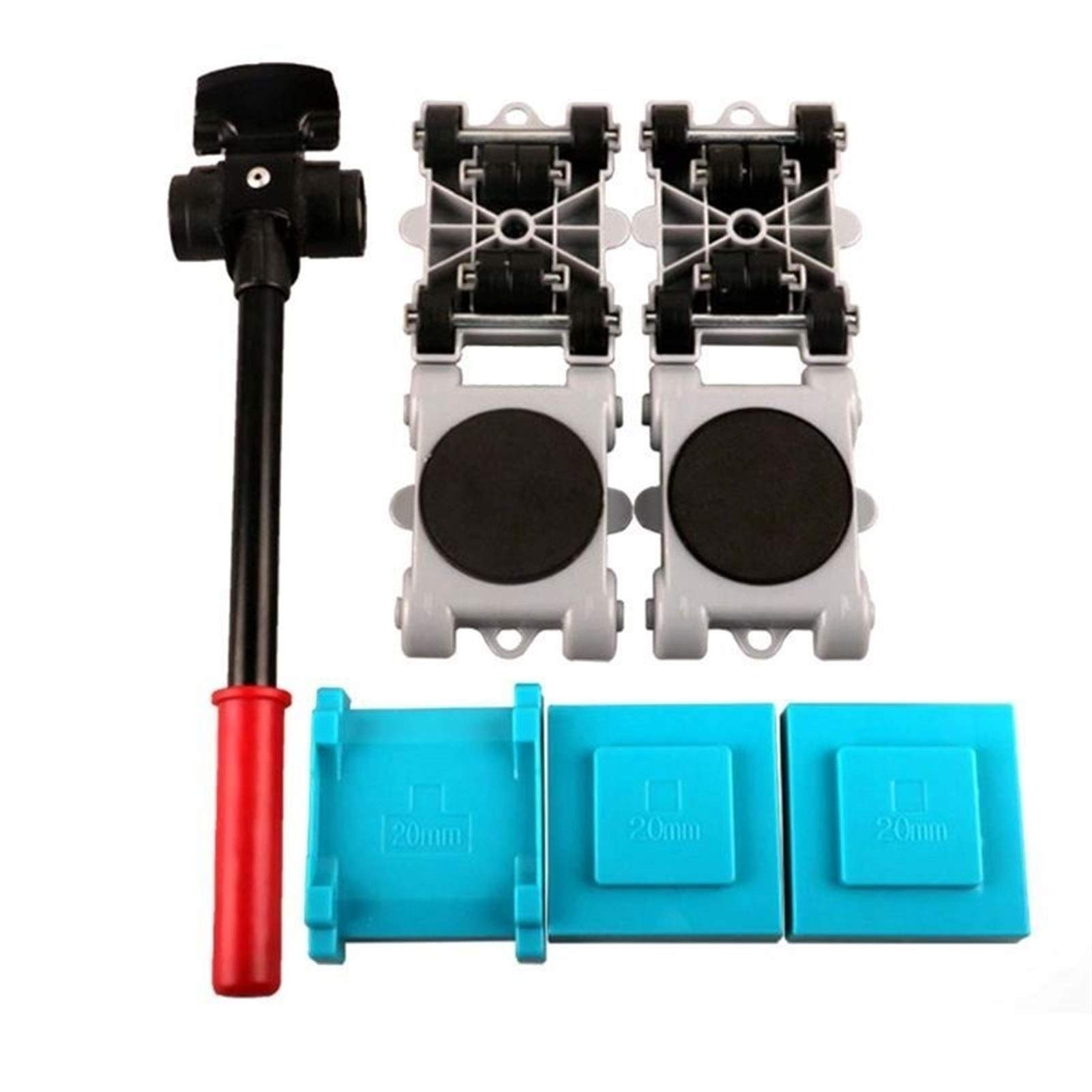 8-Piece Heavy Duty Furniture Mover Kit with Wheels - Furniture Lifter, Shifter & Roller Bar for Smooth Transport - Perfect for Home Moving, Office Relocation & Warehouse Equipment Rearranging