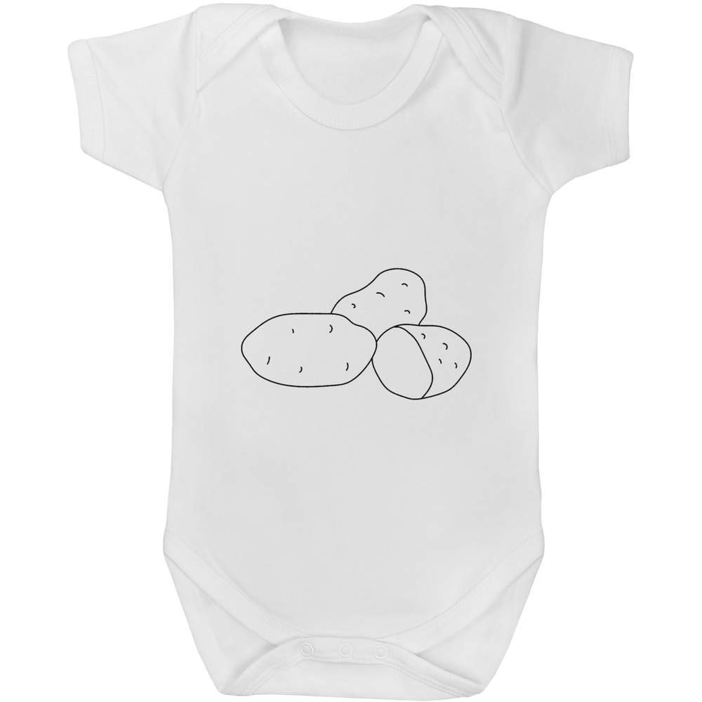 Azeeda 6-12 Months Baby Romper - Soft Cotton Potatoes Print Bodysuit for Infants (GR00050111) | Perfect for Playtime, Daycare & Family Photos