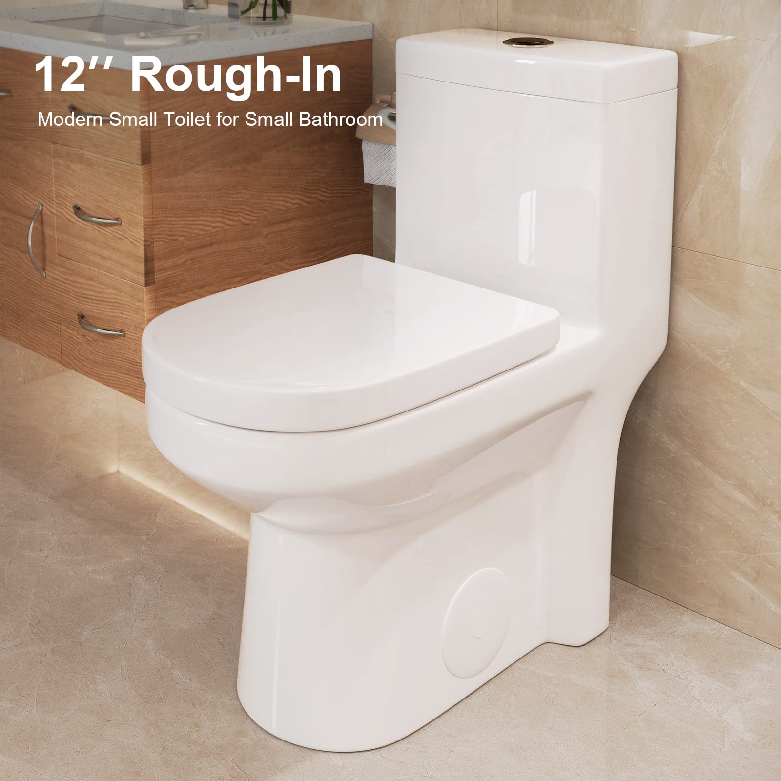 HOROW HWMT-8733 Compact One-Piece Toilet with Dual Flush - 12