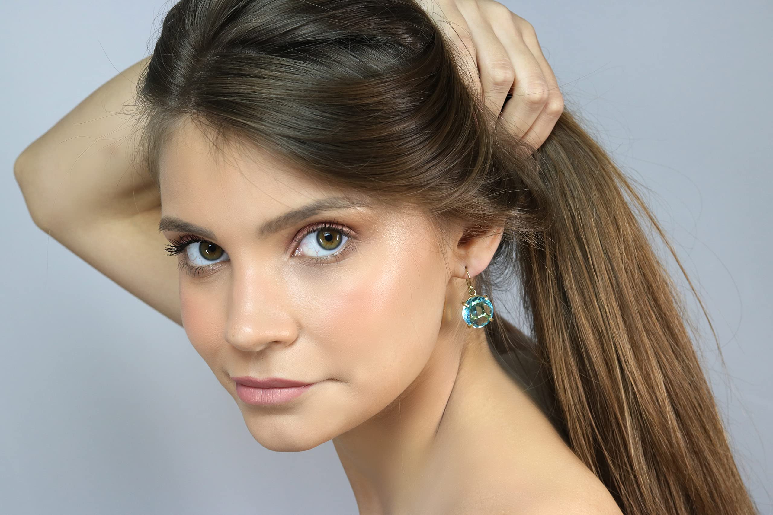 14k Gold Blue Topaz Dangling Earrings for Women - Elegant Anemone Jewelry, Perfect Bridesmaid & Birthstone Gift - Includes Jewelry Box | Ideal for Weddings, Parties & Special Occasions