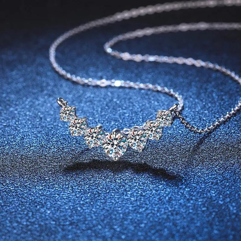Stunning 925 Sterling Silver Moissanite Diamond Necklace for Women - White Gold Plated Pendant, Elegant Wedding & Evening Jewelry Gift