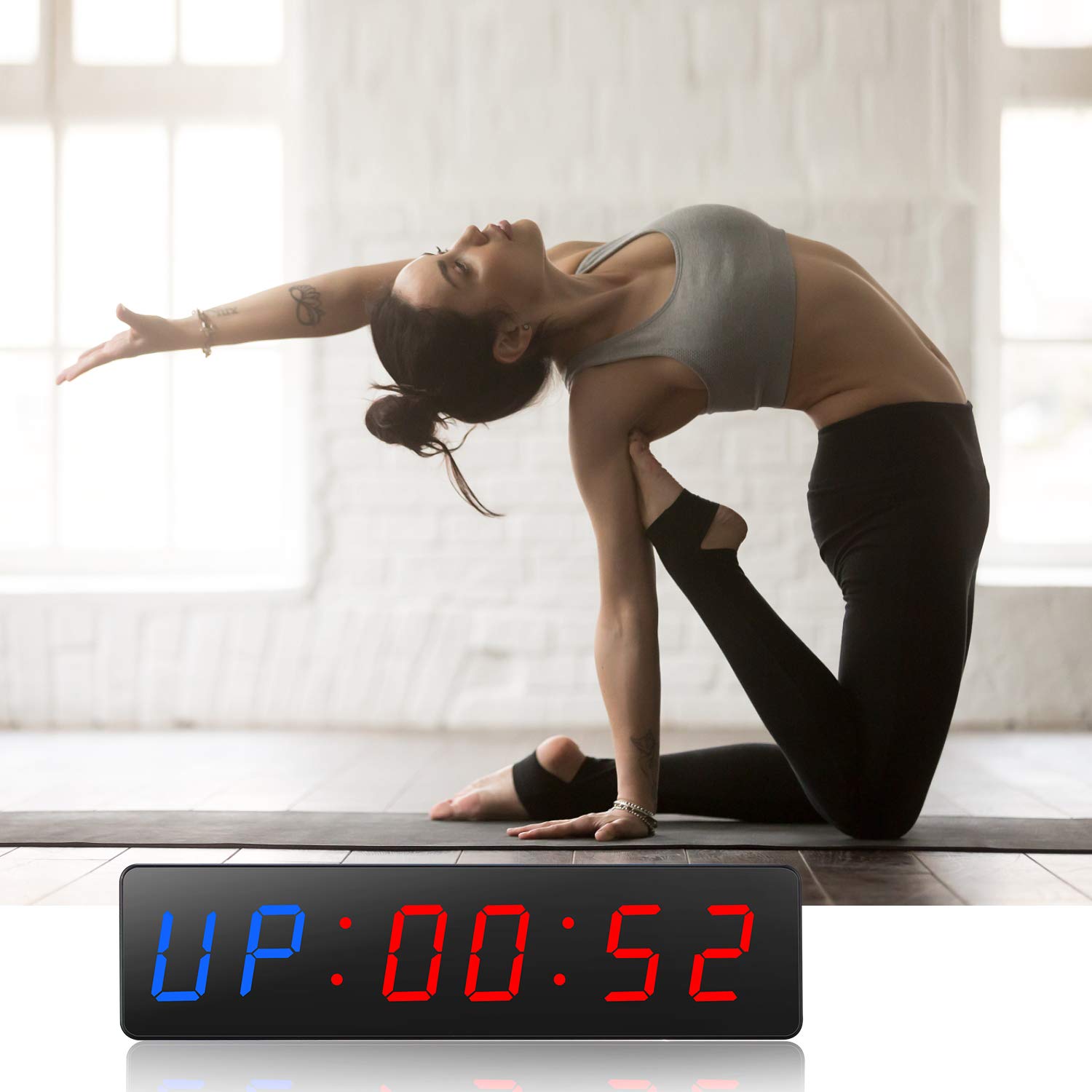 PELLOR Digital LED Wall Timer with Magnetic Back, Interval Fitness Countdown/Countup Timer, Adjustable Brightness & Volume, Remote Control - Perfect for Home Gym, Garage, and Workout Training