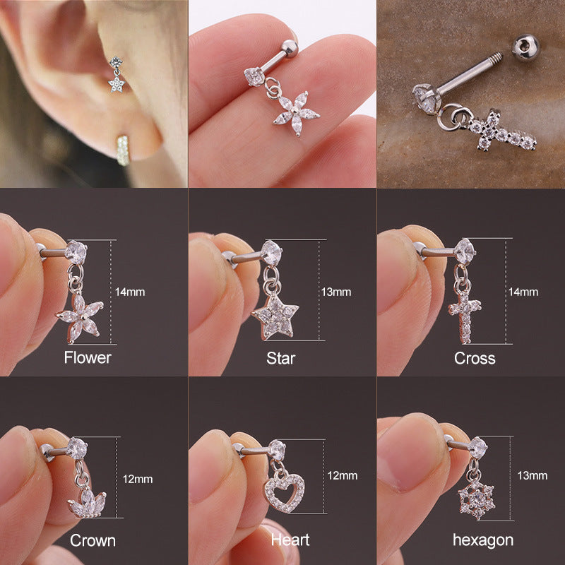 20G Cartilage Heart Dangle Piercings - HSER8598 | Trendy Ear Jewelry for Women, Perfect for Daily Wear & Special Occasions