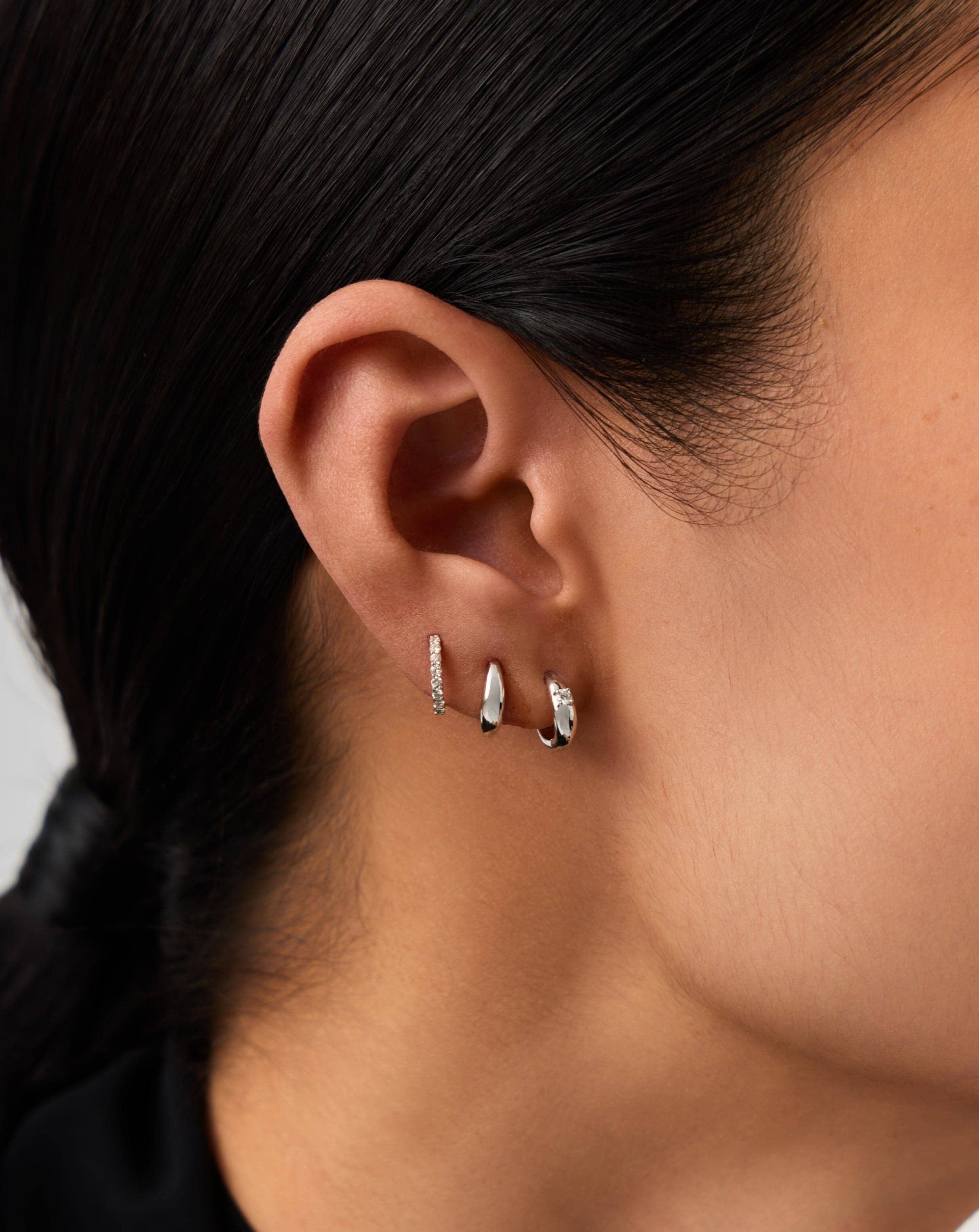 14K Solid White Gold Dome Huggie Earrings for Women - Minimalist Hoop Earrings for Everyday Wear, Gift for Her, Wedding, Party & Special Occasions