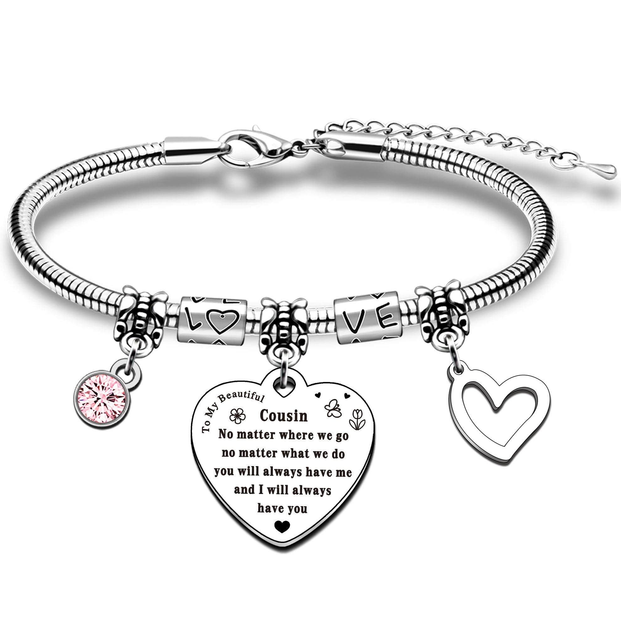 QMVMV Cousin Bracelet - Thoughtful Christmas, Birthday & Thanksgiving Gift for Cousins - Perfect for Family Reunions, Holidays & Special Occasions