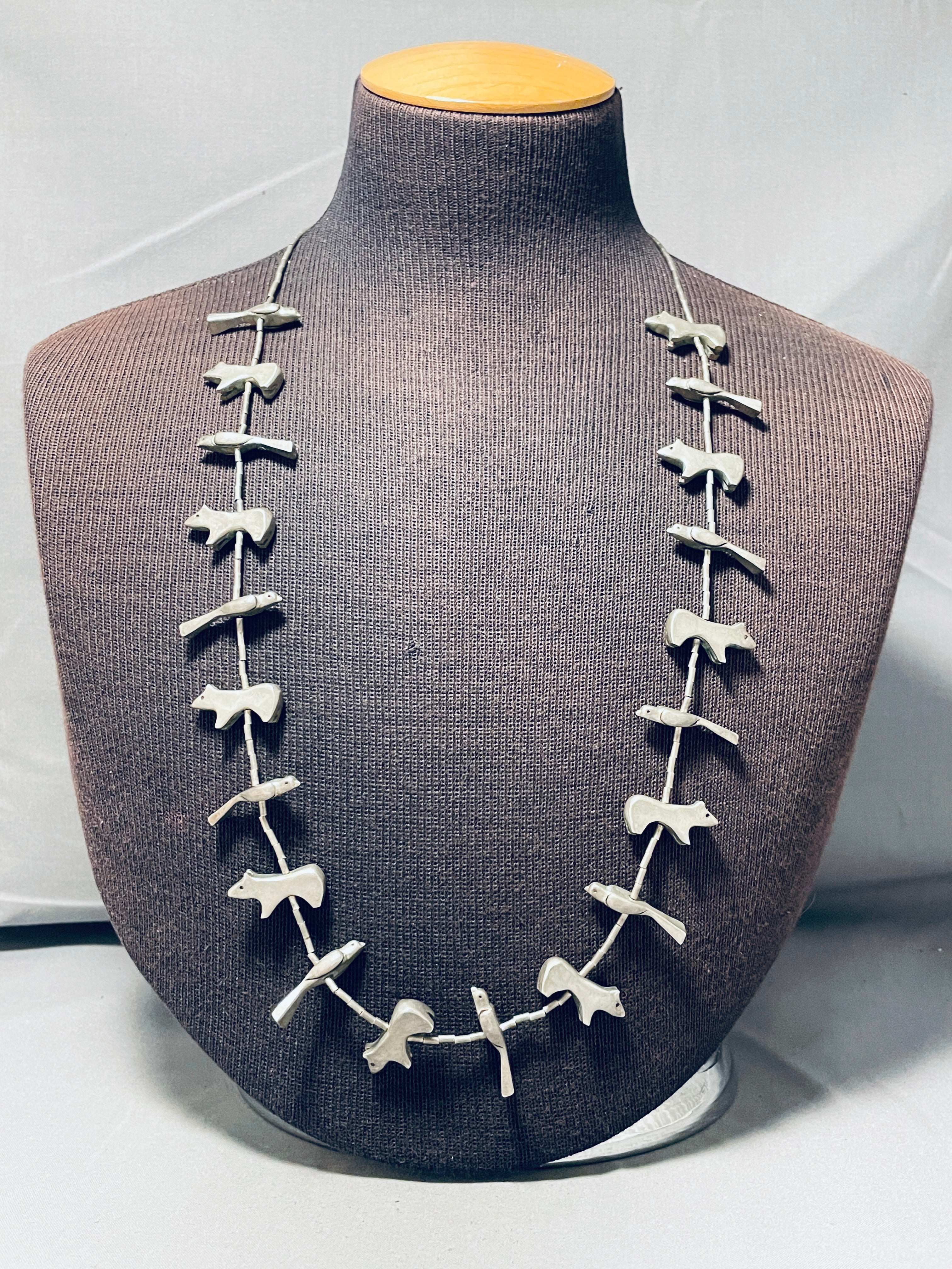 Authentic Navajo Sterling Silver Animal Fetish Necklace - 133g Heavy Vintage Native American Jewelry - Perfect for Boho Fashion, Spiritual Ceremonies & Southwest Style Accessories