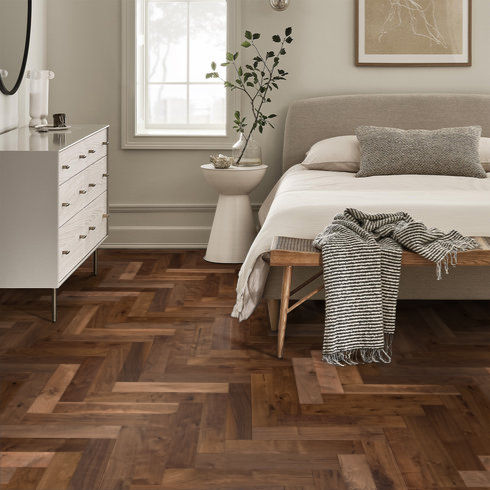 Anderson Tuftex Revival Walnut Herringbone Hardwood Flooring - Premium Engineered Wood Floors for Living Room, Bedroom & Office - Durable & Stylish Home Decor