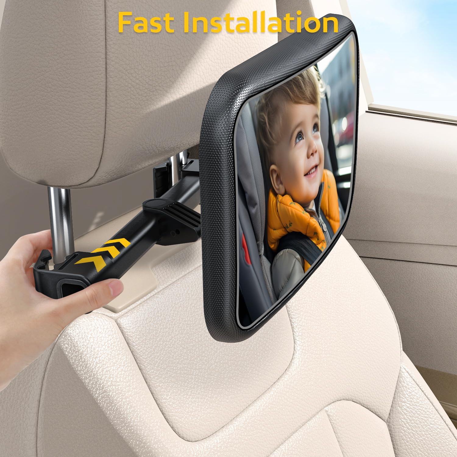 **Baby Car Mirror with Light - Universal Rear Facing Car Seat Mirror with Remote, Shatterproof & Crystal Clear View for Safe Monitoring - Perfect for Road Trips & Daily Commutes**