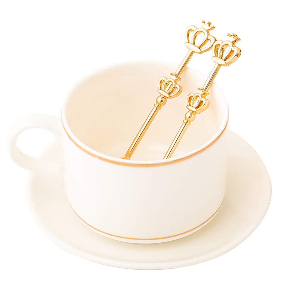 4-Piece Crown Coffee Spoons Set - Elegant Drinking & Tea Spoons for Baby Showers, Desserts, Ice Cream & Coffee - Perfect for Parties, Afternoon Tea & Special Occasions