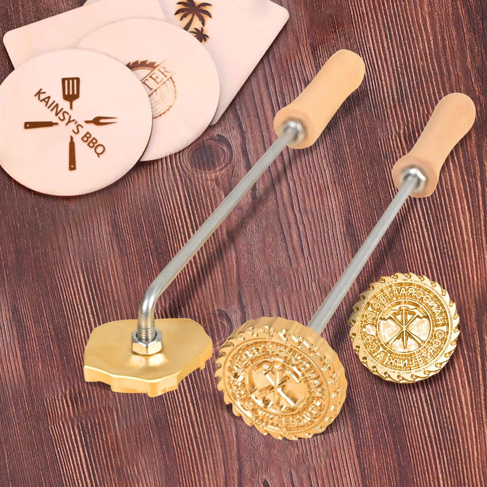 Custom Branding Iron for Food & Leather - Personalized Logo Heat Stamp for Meat, Steak, Bread - Brass Burning Tool with Handle - Perfect for BBQ, DIY Crafts & Wedding Gifts (1 Inch) - Great for Restaurants, Butchers & Home Cooks
