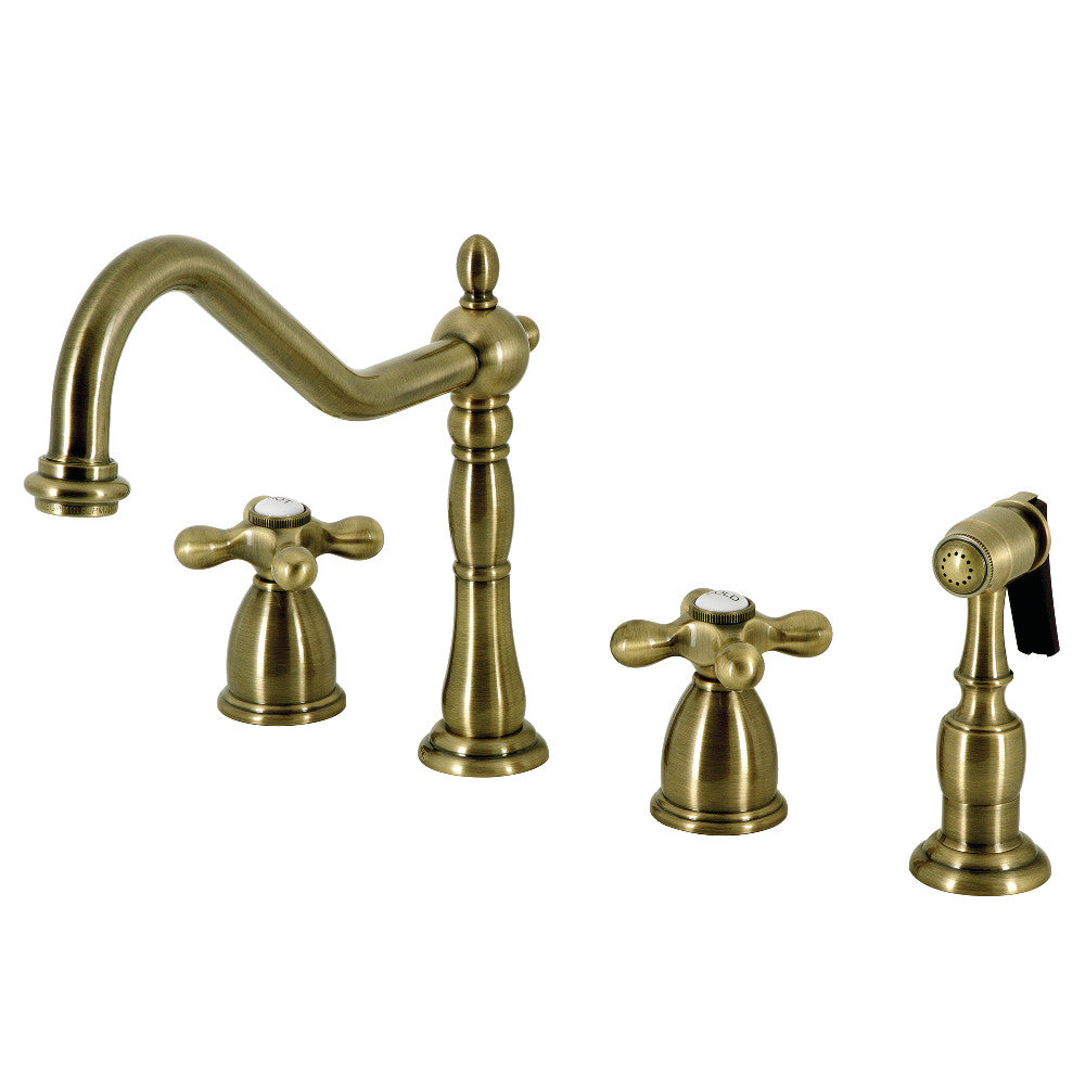 Kingston Brass KB1793AXBS Widespread Kitchen Faucet - High Arc Pull-Down Sprayer, Oil Rubbed Bronze Finish, 3-Hole Installation - Perfect for Modern Kitchens & Farmhouse Sinks