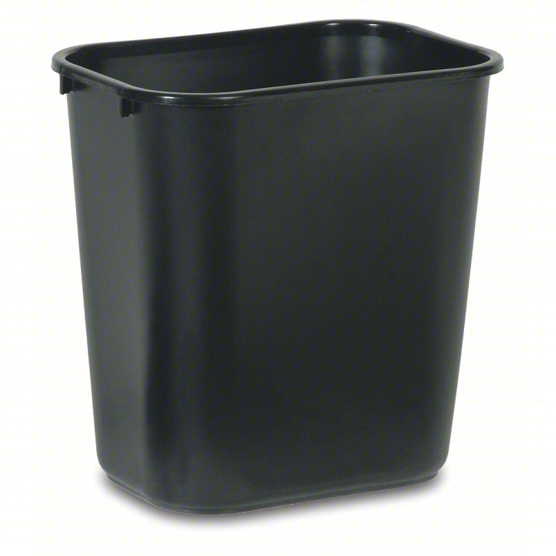 Rubbermaid 28.1 Qt Rectangular Wastebasket - Black Trash Can for Office, Kitchen & Bathroom | Durable Plastic Garbage Bin for Home & Commercial Use