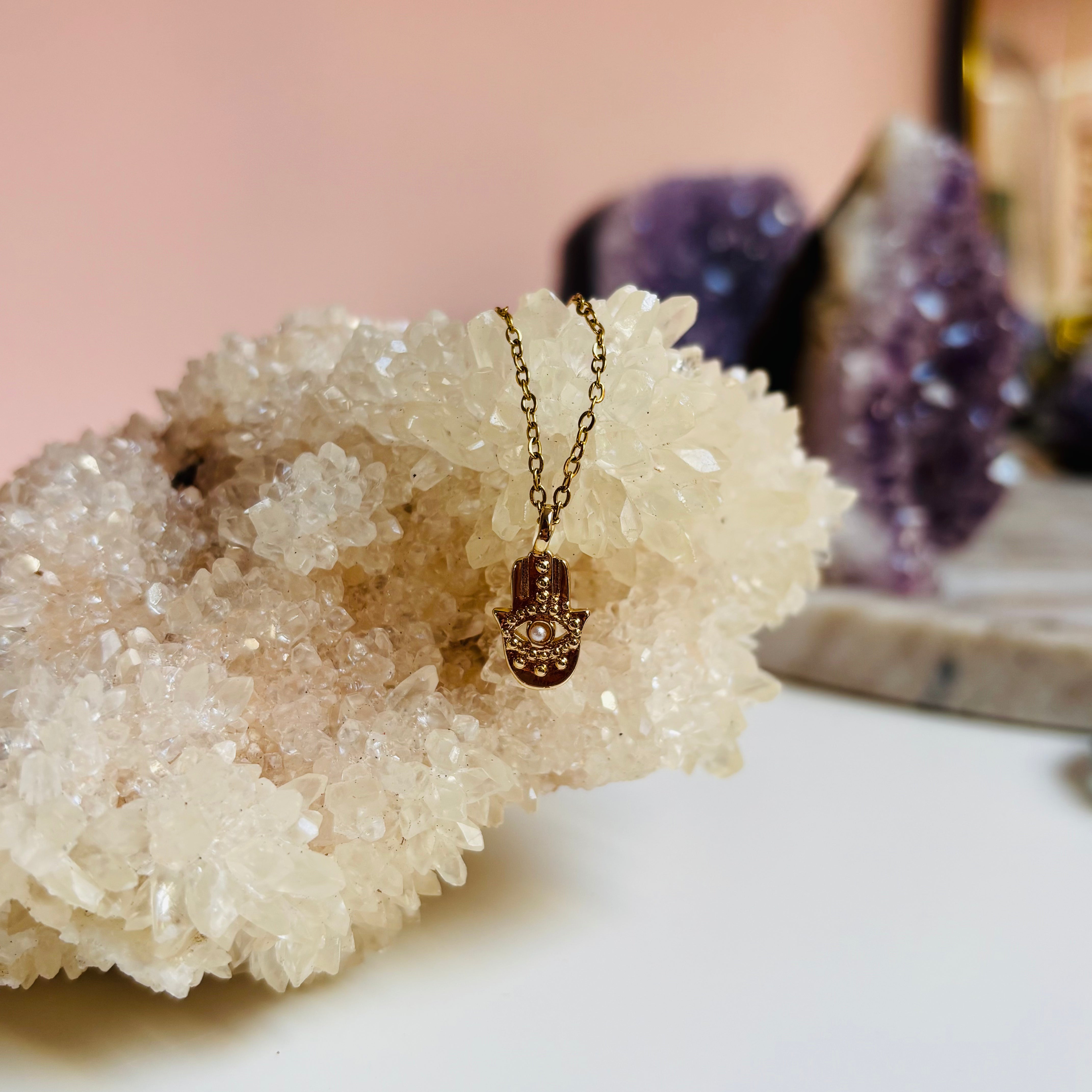 Hamsa Hand Necklace - Evil Eye Protection Pendant - Spiritual Jewelry for Women & Men - Perfect for Yoga, Meditation & Boho Fashion
