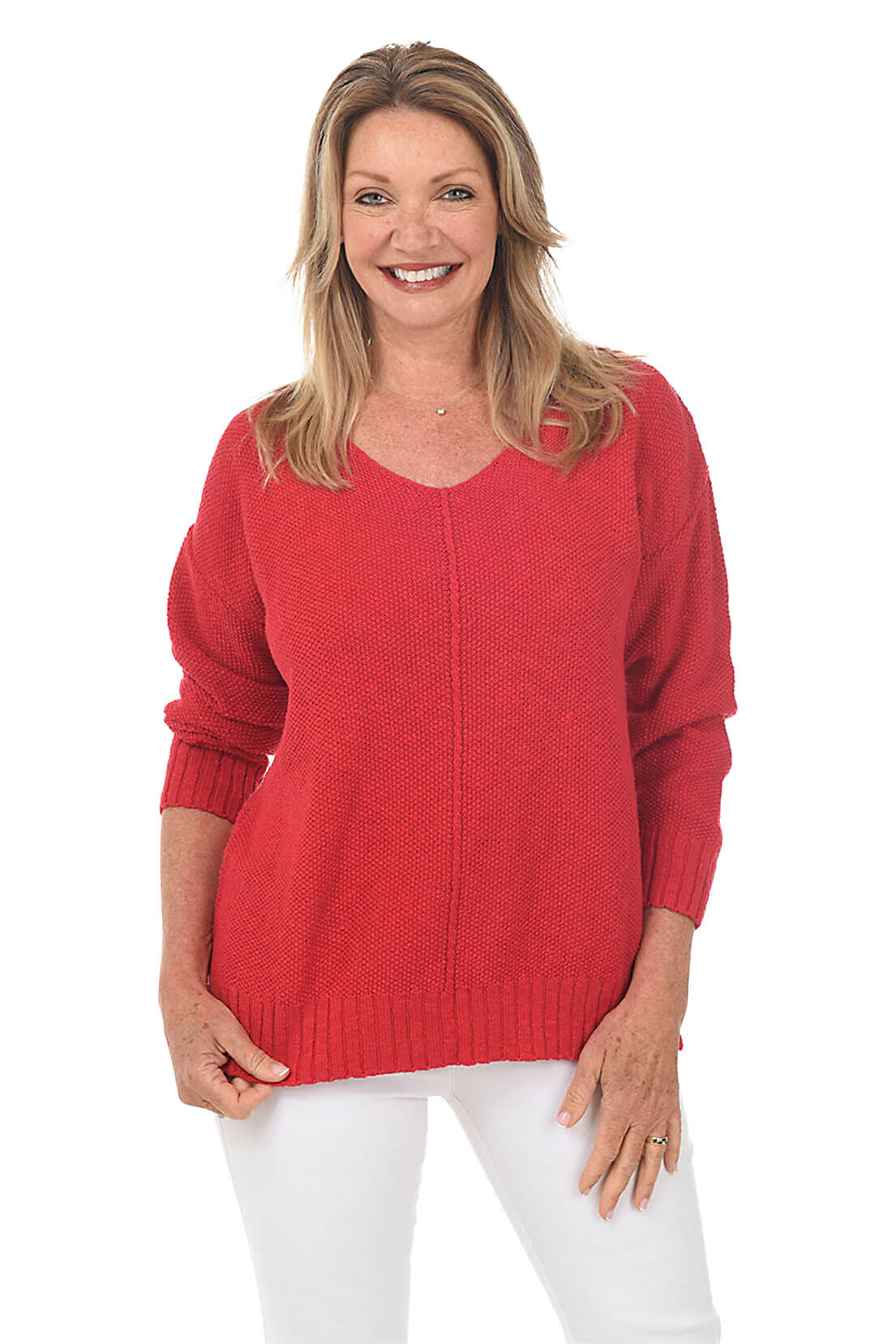 Women's V-Neck Tunic Sweater - Soft Long Sleeve Knit Pullover for Fall & Winter | Casual Office Wear & Layering Essential