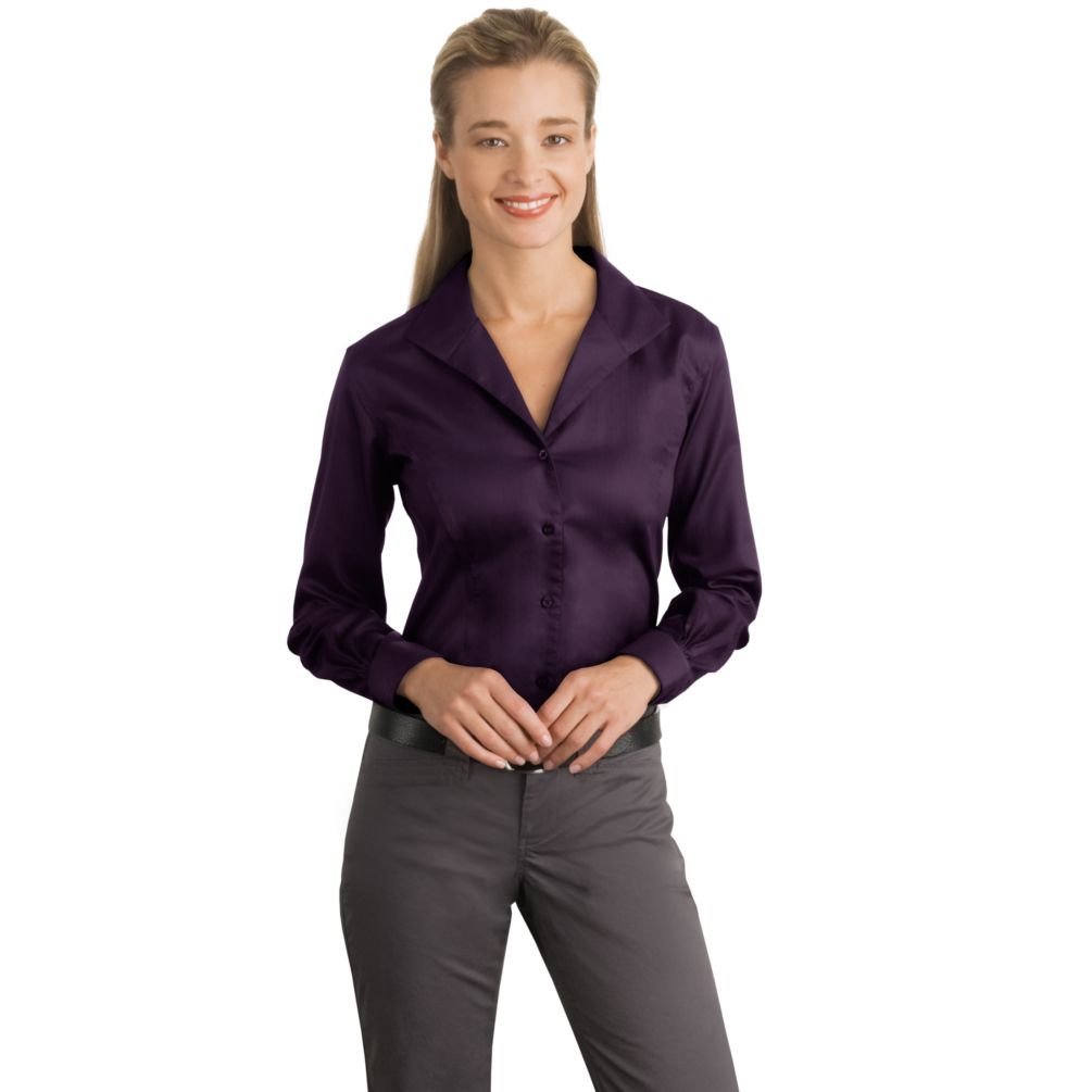 Red House Women's Herringbone Non-Iron Button Down Shirt - Comfortable & Wrinkle-Free Office Blouse for Professional Women
