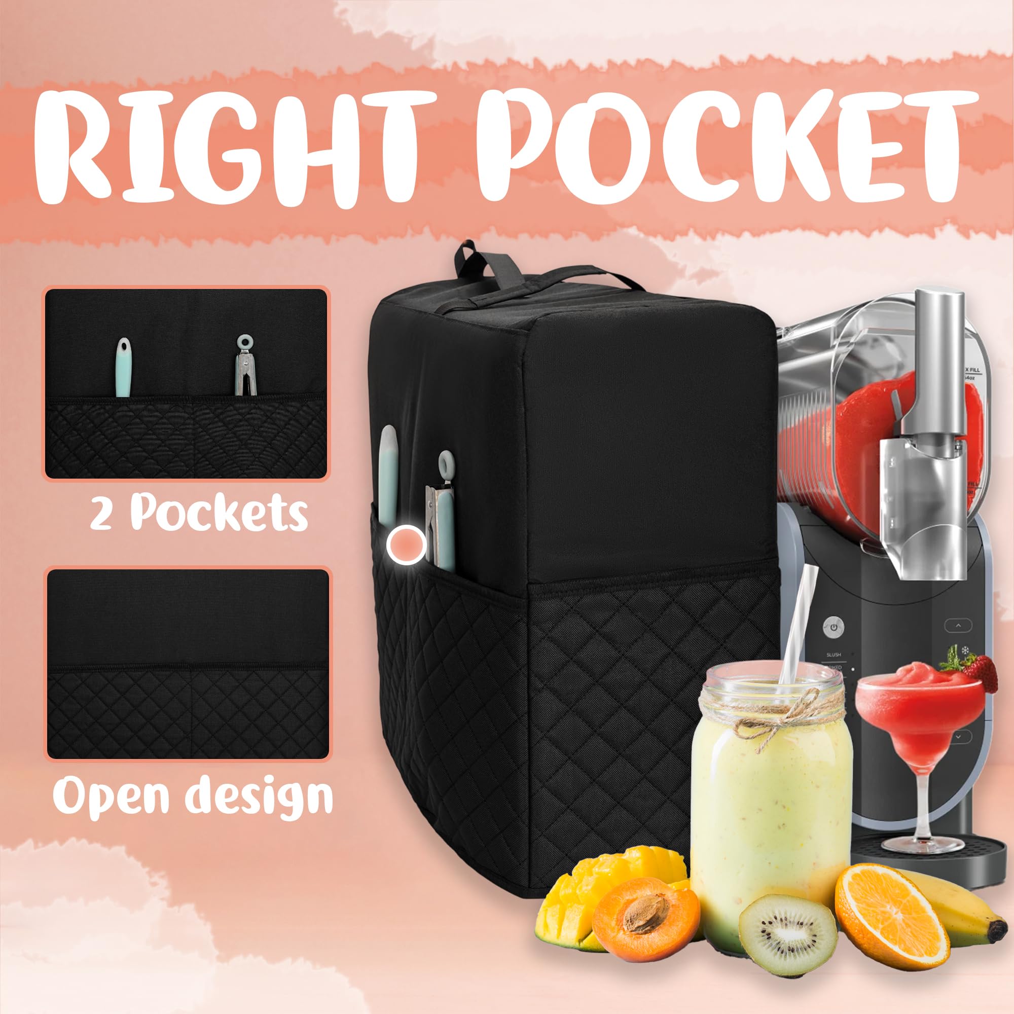 **Ninja Slushie Machine Dust Cover - Black Foldable Hanging Protector for Ninja Slushy & Frozen Drink Maker | Perfect for Home Bars, Parties & Outdoor Events**