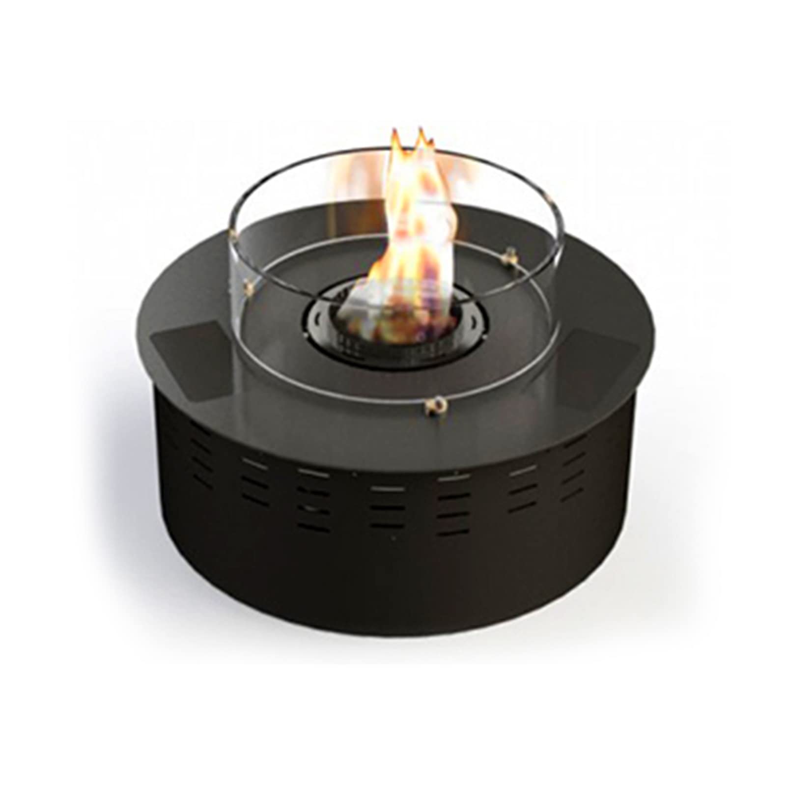 Electric & Ethanol Fireplace Heater - Round Built-In Stainless Steel Smart Remote Control for Indoor/Outdoor Use - Perfect for Living Room, Patio, or Garden Fire Pit - Black Stove Design
