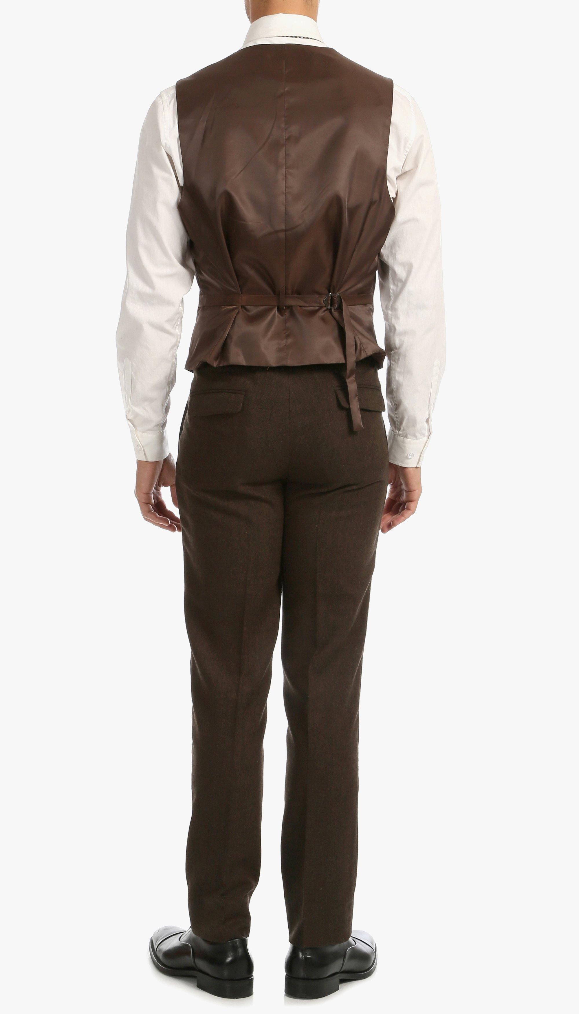 Premium Tweed Slim Fit 3-Piece Suit for Men - Cognac Brown Formal Business Attire | Wedding, Office & Special Occasion Outfit