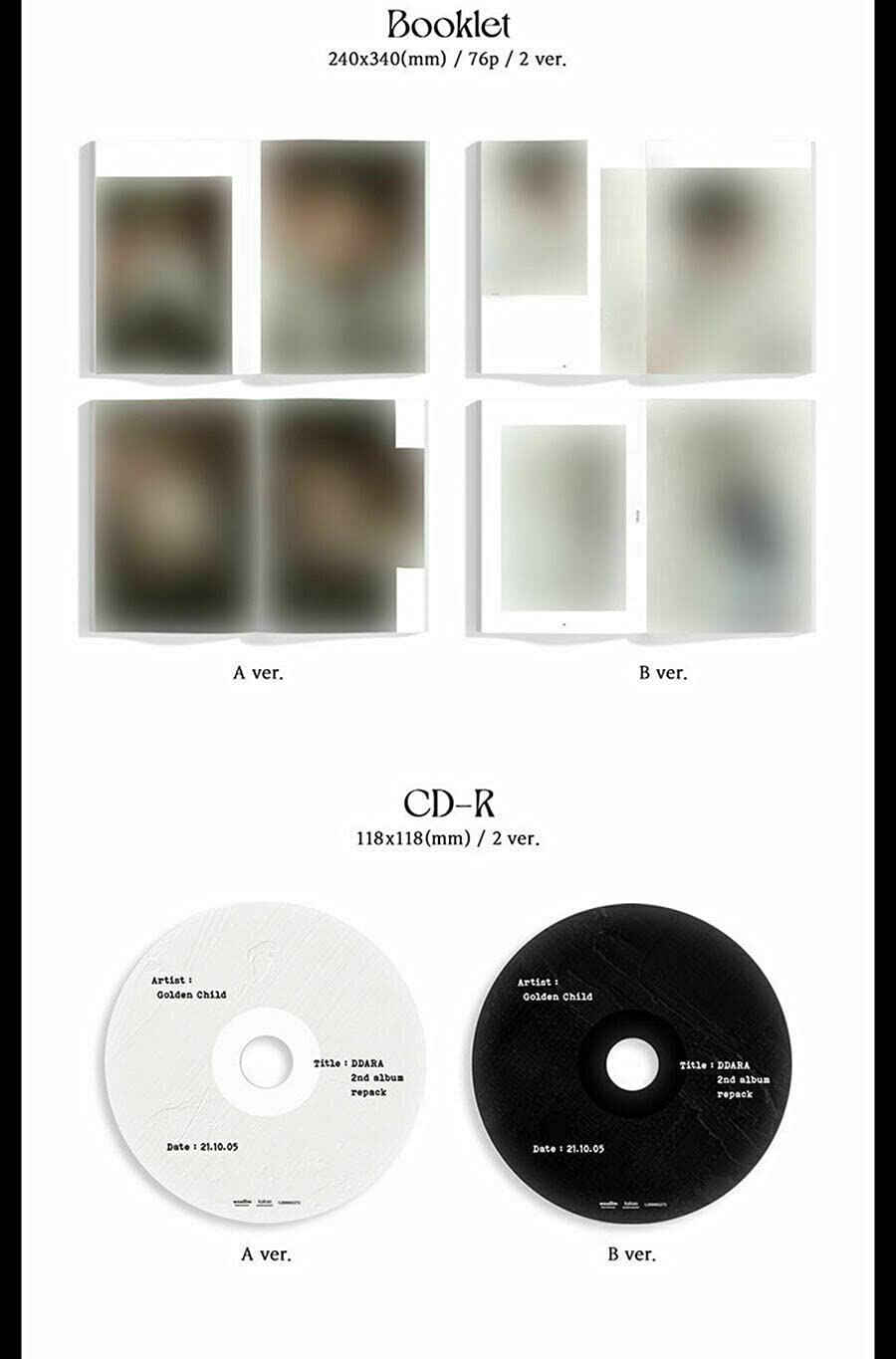 GOLDEN CHILD DDARA 2nd Repackage Album [A/B Version] - Random CD, Folded Poster, 76p Photo Book, 2 Photo Cards, Film Photo, Special Card & Pre-Order Bonus - Perfect for K-Pop Collectors & Fans
