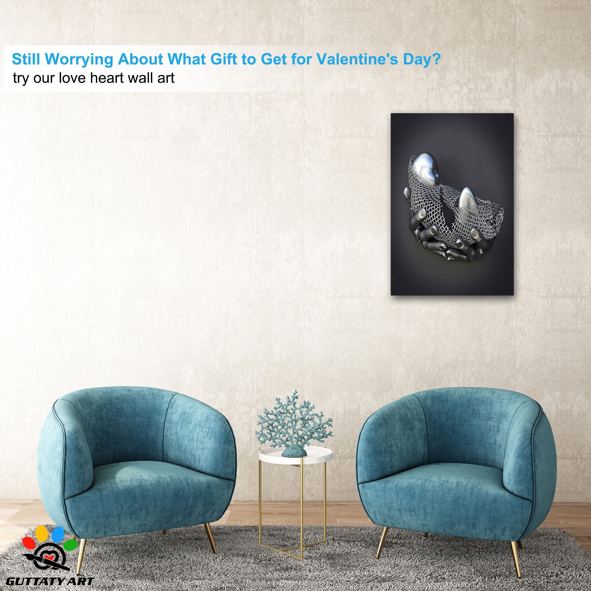 3D Metal Effect Canvas Wall Art - Modern Silver Framed Wall Decor for Living Room & Bedroom, Mother's Day Gift for Mom, 24x36 Inches - Perfect for Home, Office & Nursery Decor