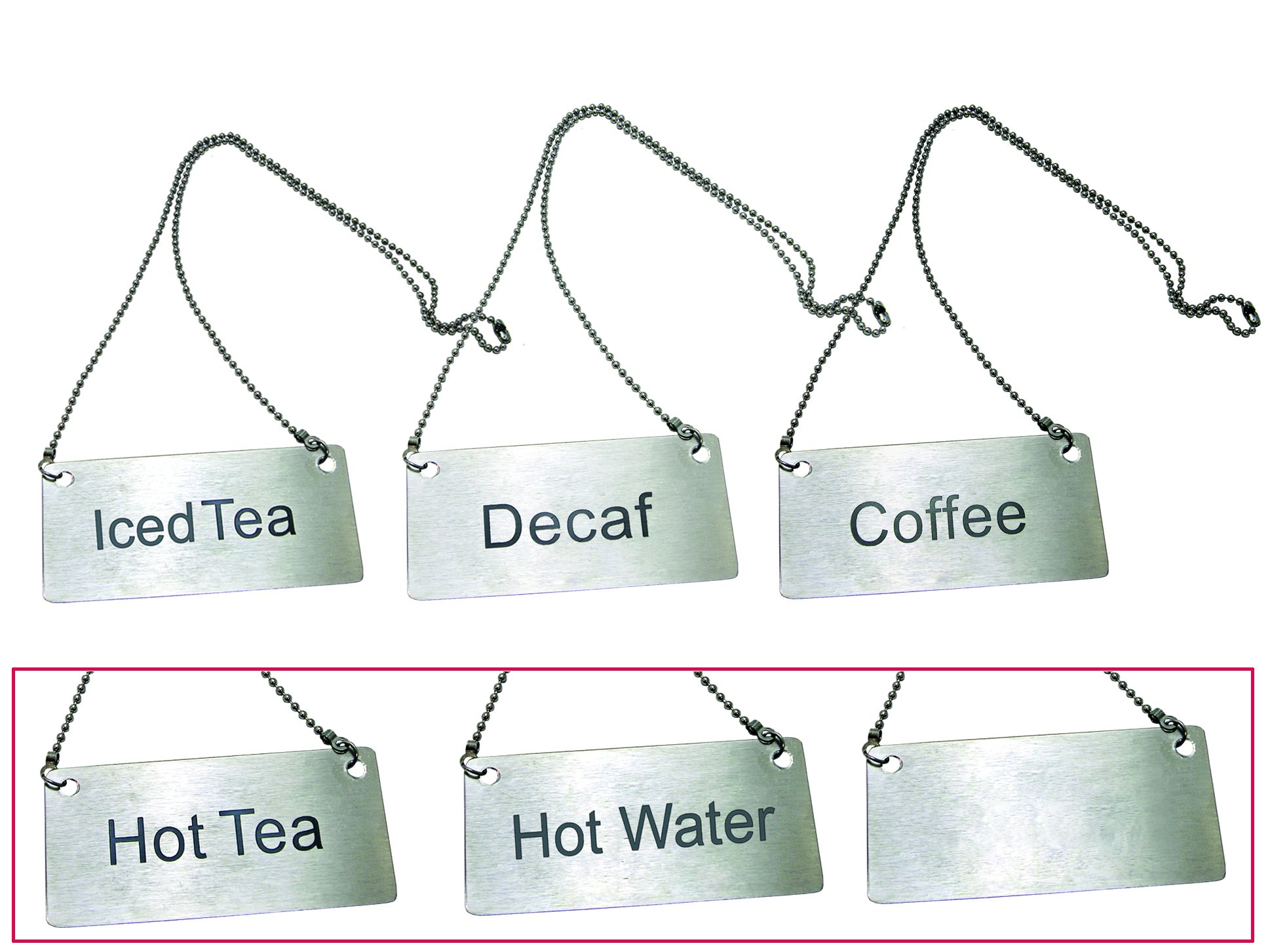Update International CS-ITE Stainless Steel Beverage Chain Sign Blank - Silver Restaurant Bar Cafe Signage for Commercial Use