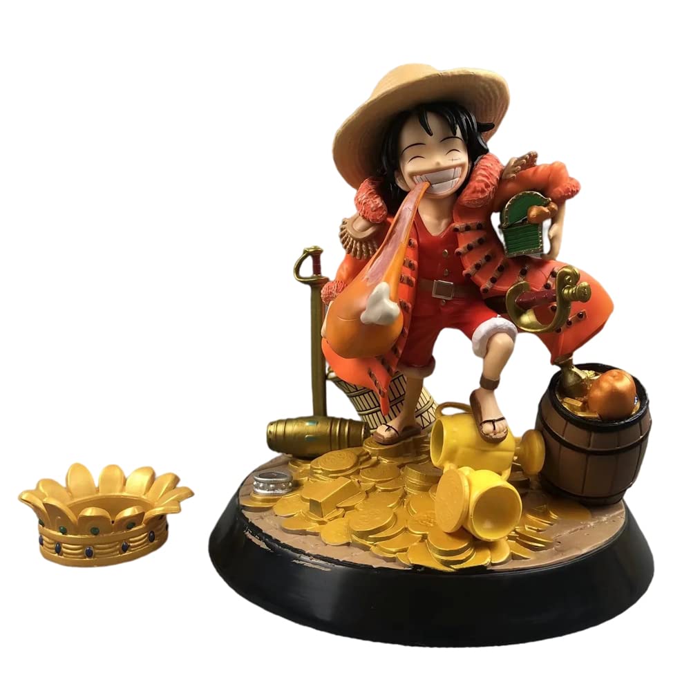 QDLONG One Piece Monkey D. Luffy 7-Inch Treasure Shape Cute Anime Action Figure - PVC Collectible Statue Toy for Anime Fans, Perfect Gift for Collectors & Home/Office Decoration