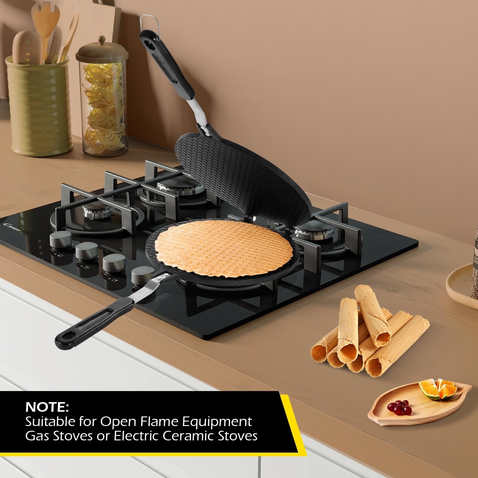 Dyna-Living Non-Stick Waffle Cone Maker - 8.66 Inch Aluminum Ice Cream Cone & Waffle Bowl Machine - Perfect for Homemade Crispy Cones, Egg Rolls & Dessert Bowls (Great for Parties, Ice Cream Shops & Home Baking)